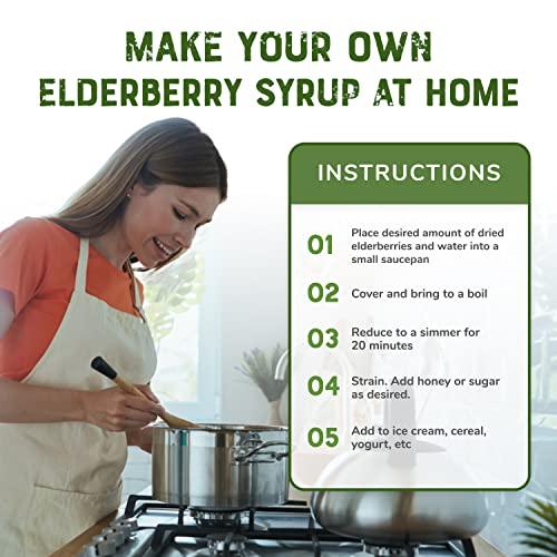 Nature's Greatest Foods Organic Dried Elderberries, 1 lb Bulk, Immune Boosting, No Additives, Non GMO, No Sugar Added, Wildcrafted, Non-irradiated, Sambucus Nigra, Product of Ukraine, Resealable Bag