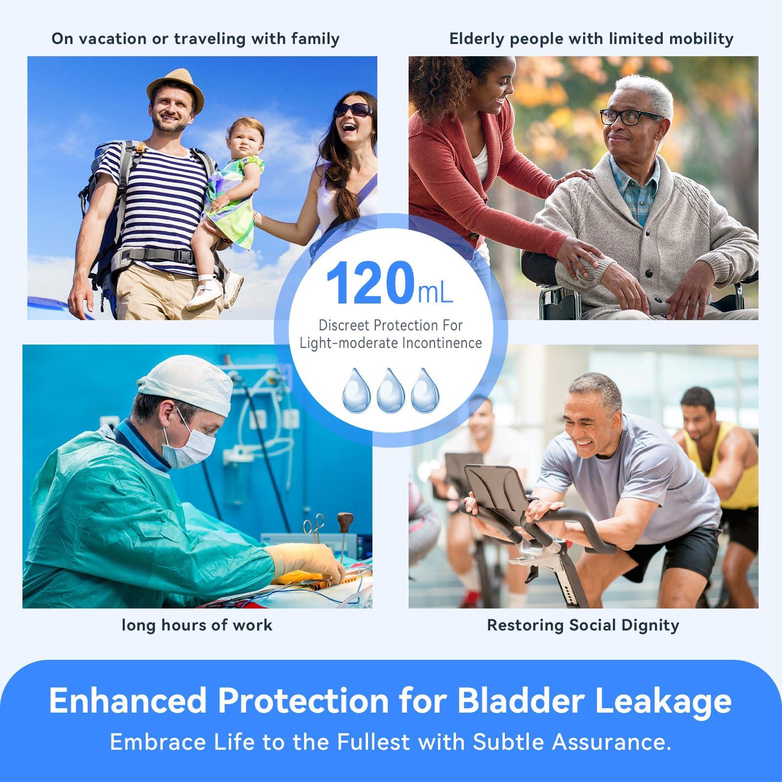 CARER Healthcare Incontinence Pregnancy Incontinence Underwear for Men Washable Mens Incontinence Underwear Reusable Modal Seamless Mens Urinary Incontinence Boxer Briefs Underwear with Front Absorbent Area, 2 Pack (Blue, X-Large)