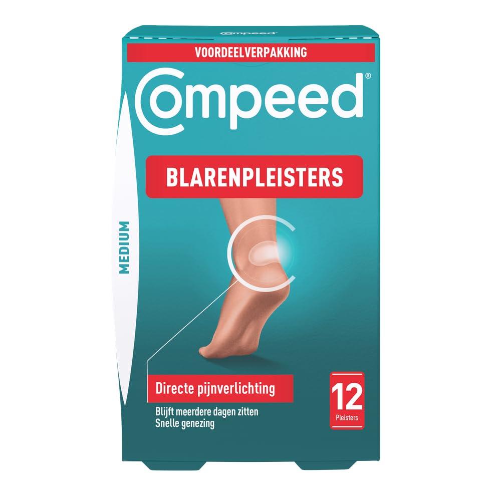 Compeed Compeed Medium Size Blister Plasters, 12 Hydrocolloid Plasters, Foot Treatment, Heal Fast, 100% Plastic Free Carton Pack,12 Count (Pack of 1)