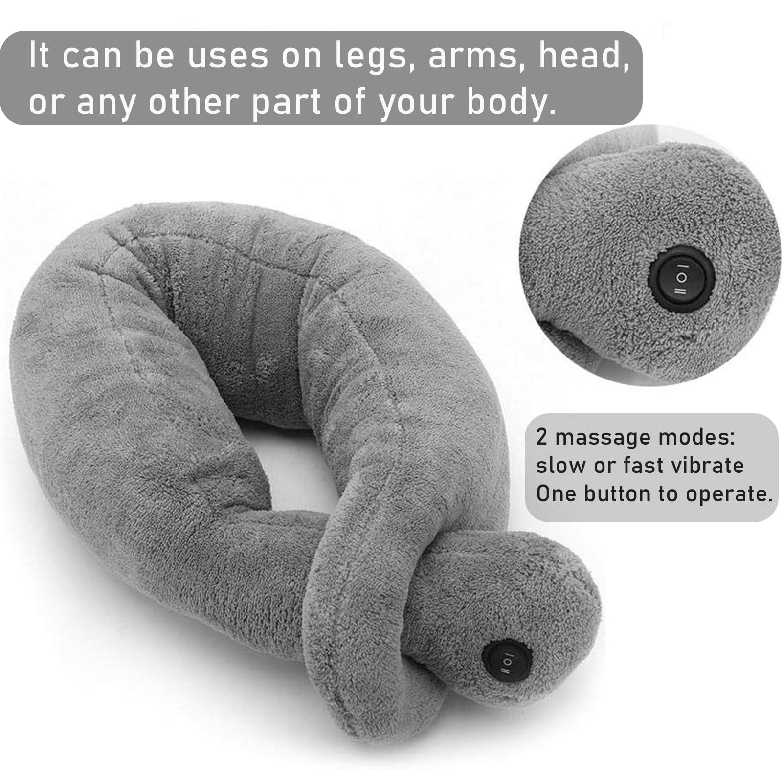 TMISHION Massage Pillow, Vibrating Massaging Neck Pillow Neck Travel Pillow Massage Cushion Relax Muscles Relieve Stress, Use At Office, Home And Car