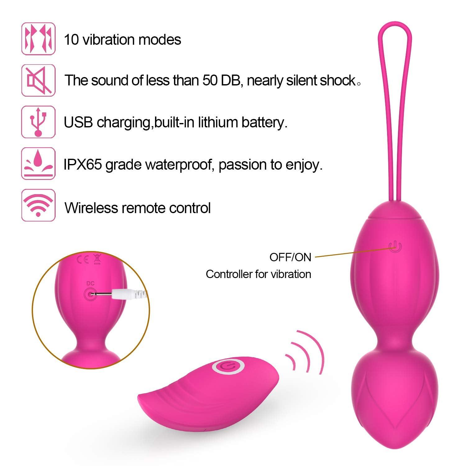 CFOOW Kegel Exercise, Set of 3 Silicone Kegel Weight Balls,Pelvic Floor Muscle Exercise, Ben was Balls for Women,Recommended Kegel Ball for Beginners and Advanced - Rose