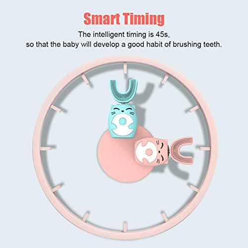 BBJK Electric Toothbrush for Kids U-Shaped Smart 360 Degrees Silicon Automatic Ultrasonic Teeth Tooth Brush Cute Cartoon for Children-E 8-14 Years Old