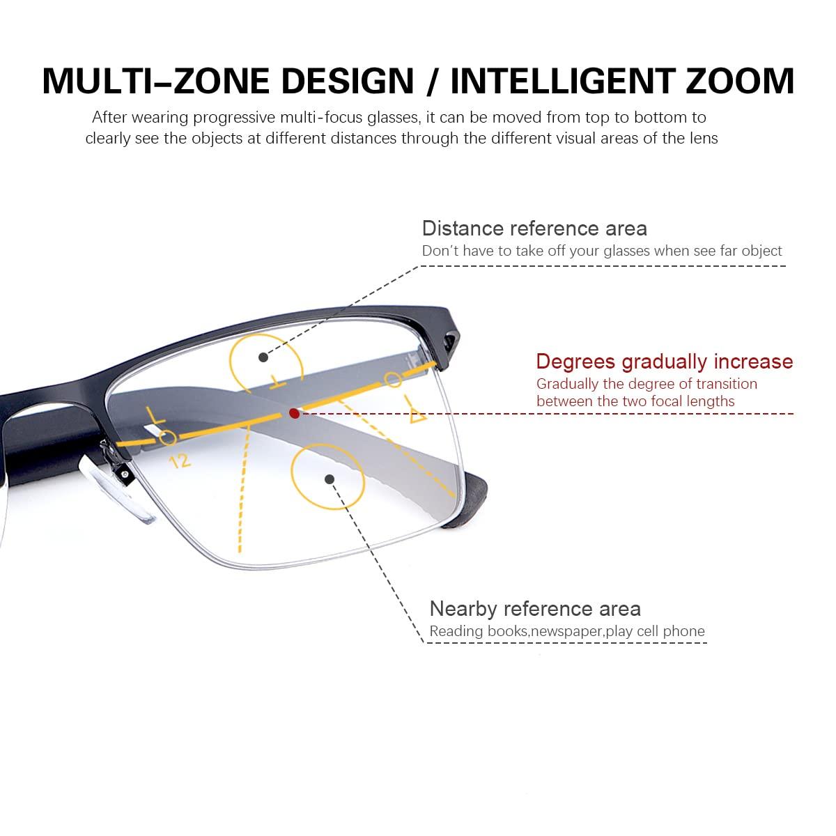 Vepiant Vepiant Photochromic Progressive Multifocus Reading Sunglasses UV Protection Multifocal Trifocal Transition Sun Readers Blue Light Blocking Computer Glasses for Women Men Anti Glare Eyeglasses Eyewear