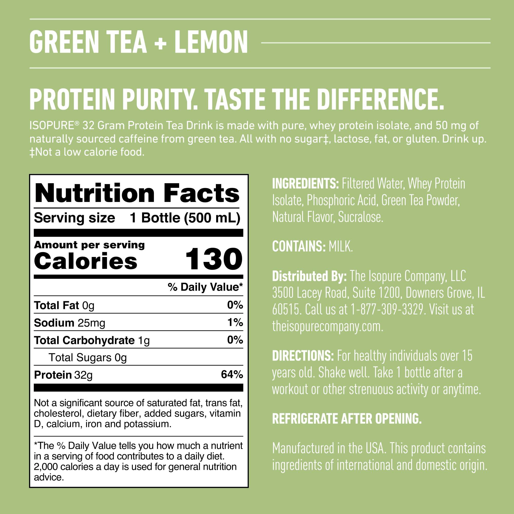 Isopure Isopure Zero Carb 32g Protein Ready-to-Drink, Whey Protein Isolate, Green Tea, 16 Fl Oz (12 Bottles)