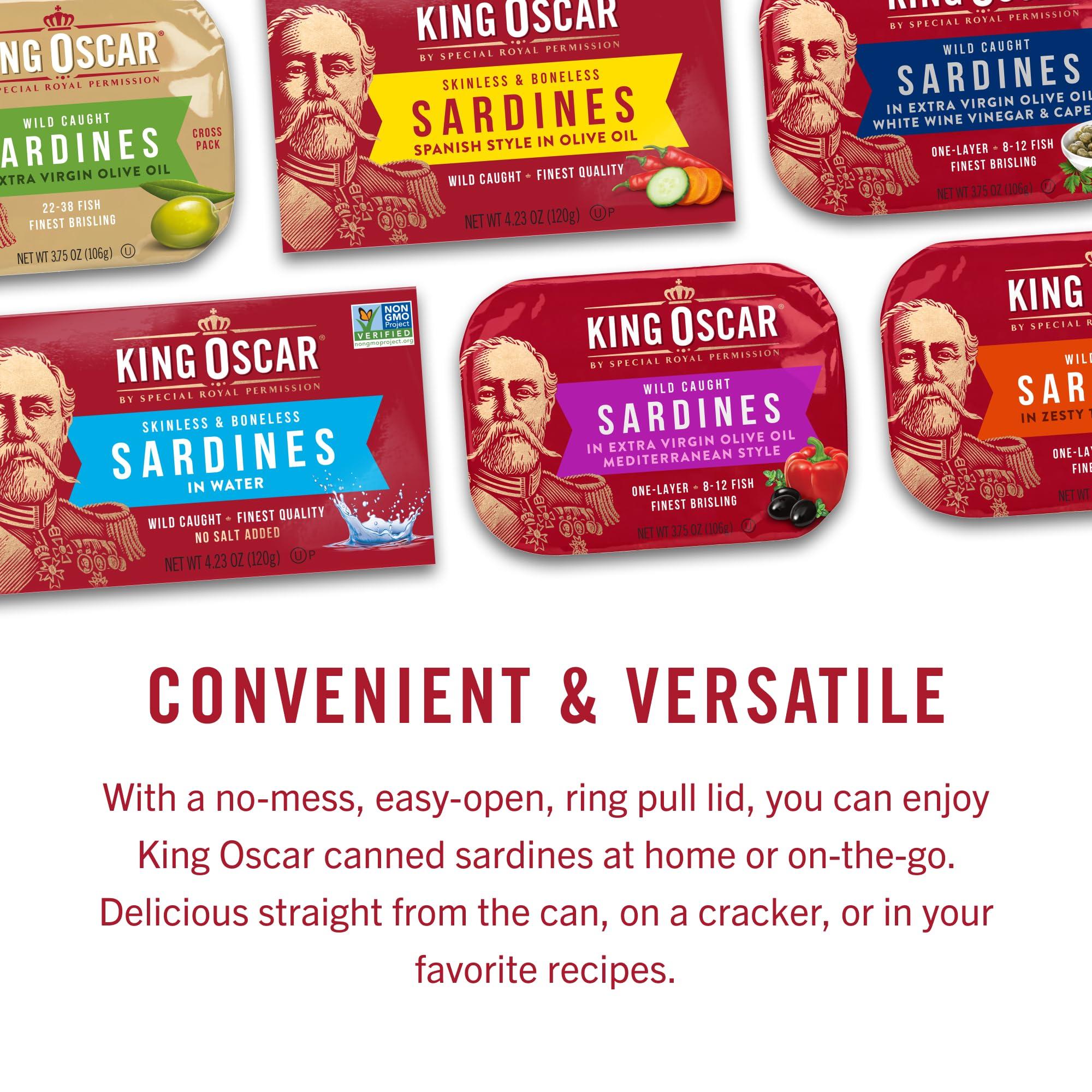 King Oscar King Oscar Wild Caught Sardines in Extra Virgin Olive Oil 3.75 Ounce (Pack of 4)