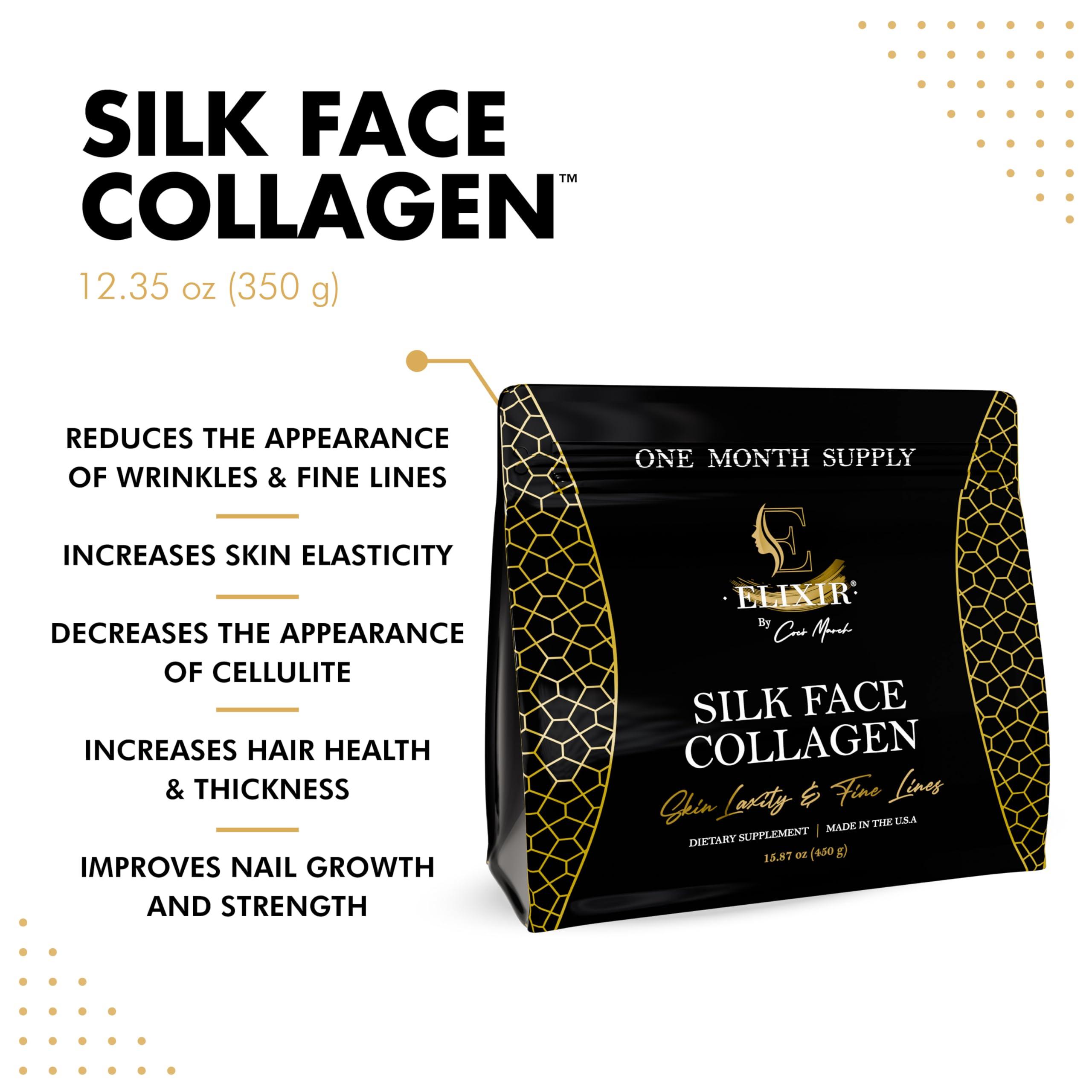 Elixir by Coc March Silk Collagen - Silky Radiant Skin New Amino Molecules for Hair Nails-Joint Health-20g Protein NO Taste-Dissolves Instantly - Unmatched Results Elixir by Coco March