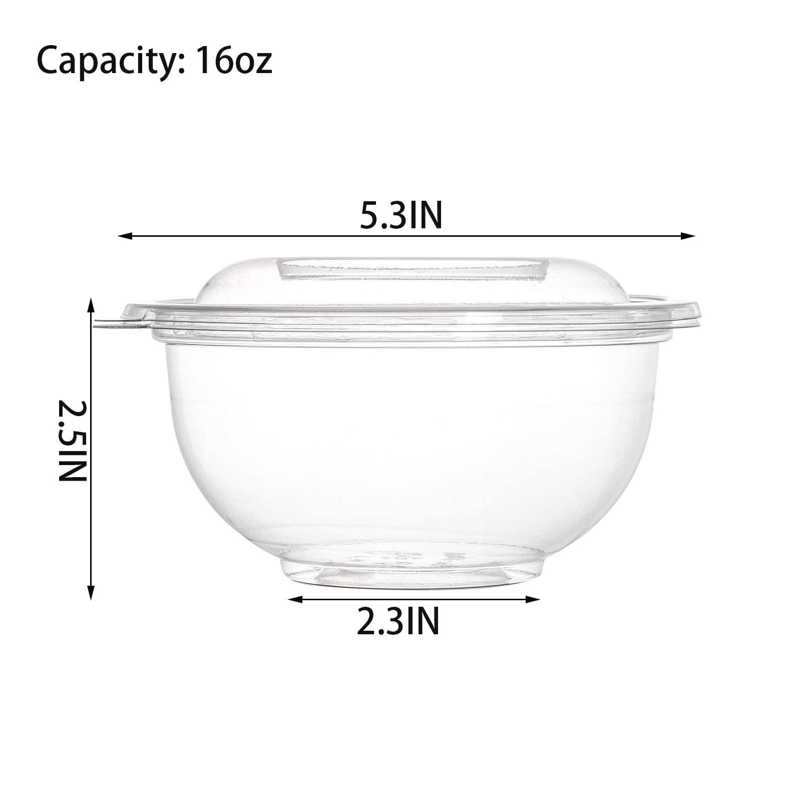 Cedilis Cedilis 50 Pack 16oz Plastic Salad Bowls with Lids, Small Clear Disposable Containers for Salad Meal Prep, Perfect for Picnics or as a To-Go Serving Bowl