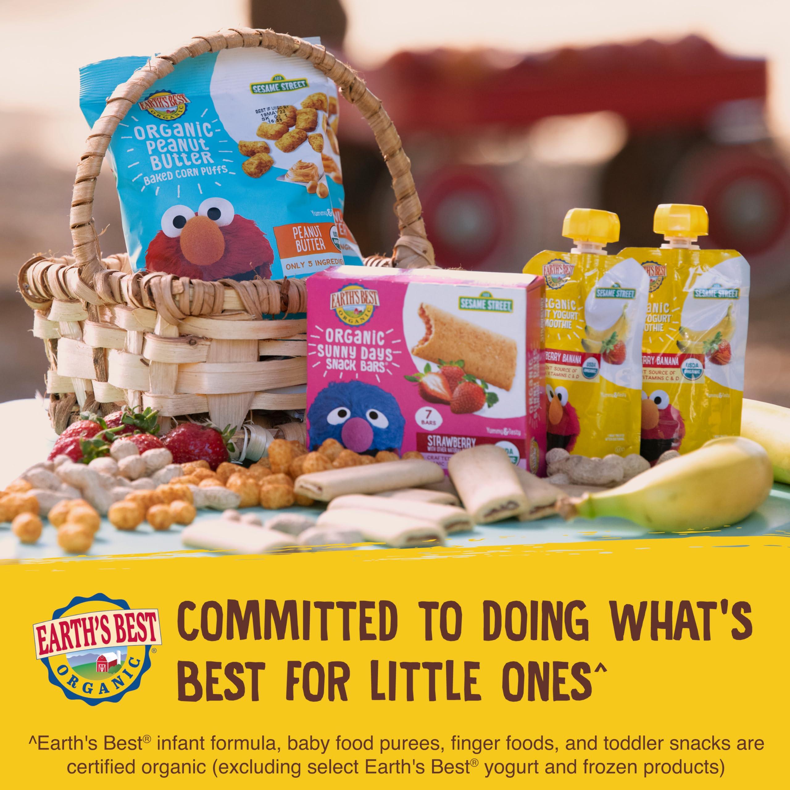 Earth\'s Best Earth\'s Best Organic Kids Snacks, Sesame Street Toddler Snacks, Immune Support Fruit Smoothie for Toddlers 2 Years and Older, Pineapple Orange Banana, 4 oz (Pack of 12)