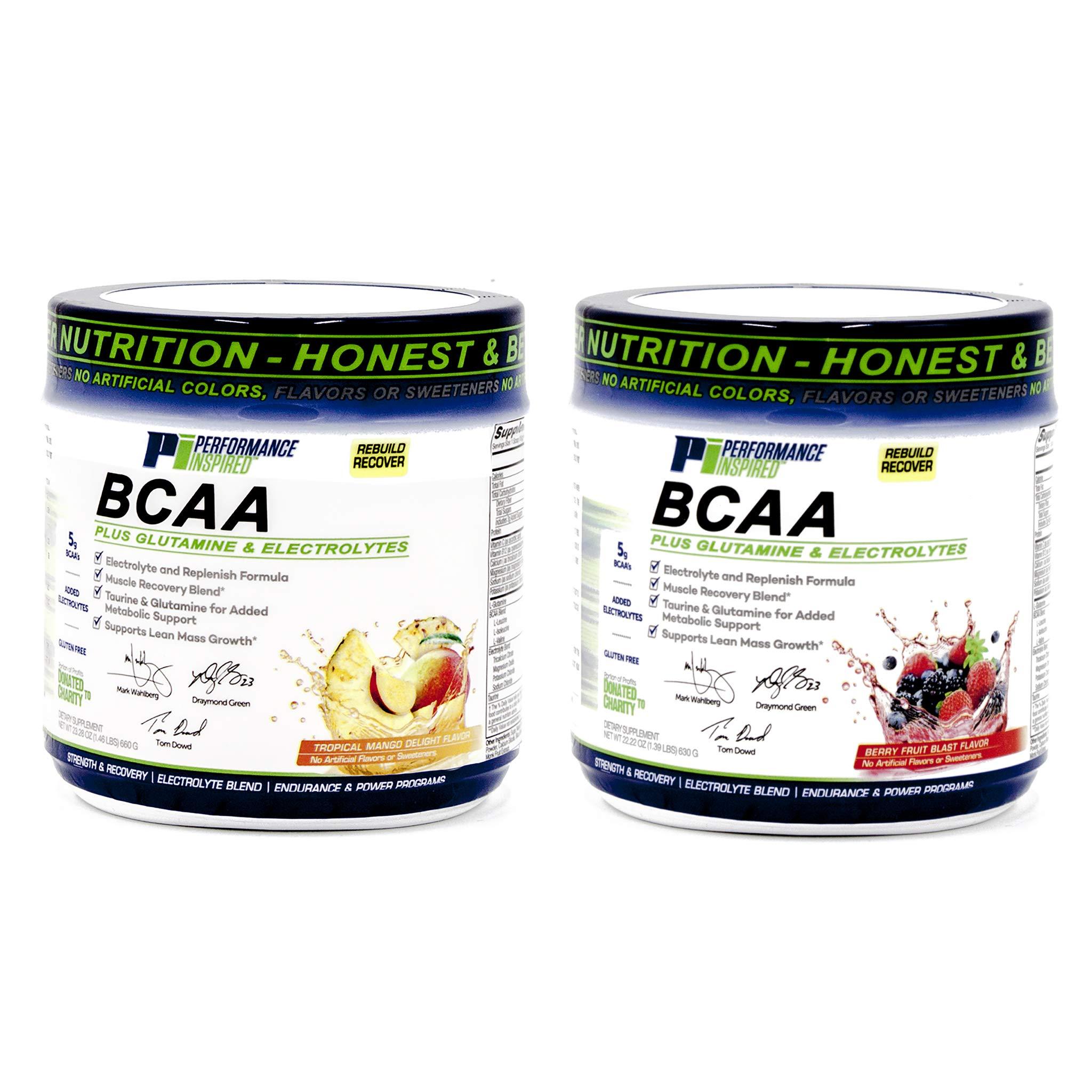 PERFORMANCE INSPIRED PERFORMANCE INSPIRED Nutrition BCAA Powder  5G BCAA with Electrolytes, Taurine & Glutamine  All-Natural Recovery & Clean Formula  Tropical Mango Delight  1.46 lb