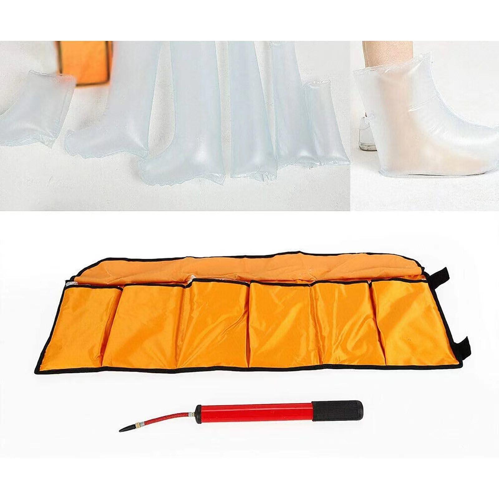 JOSBY First Aid Air Splint Set(6 Parts), PVC Inflatable Multiple Combinations Emergency Vacuum Bone Fracture Immobilization Splint with Pump, for Home Outdoor Emergency Use, X-ray transparent air splint