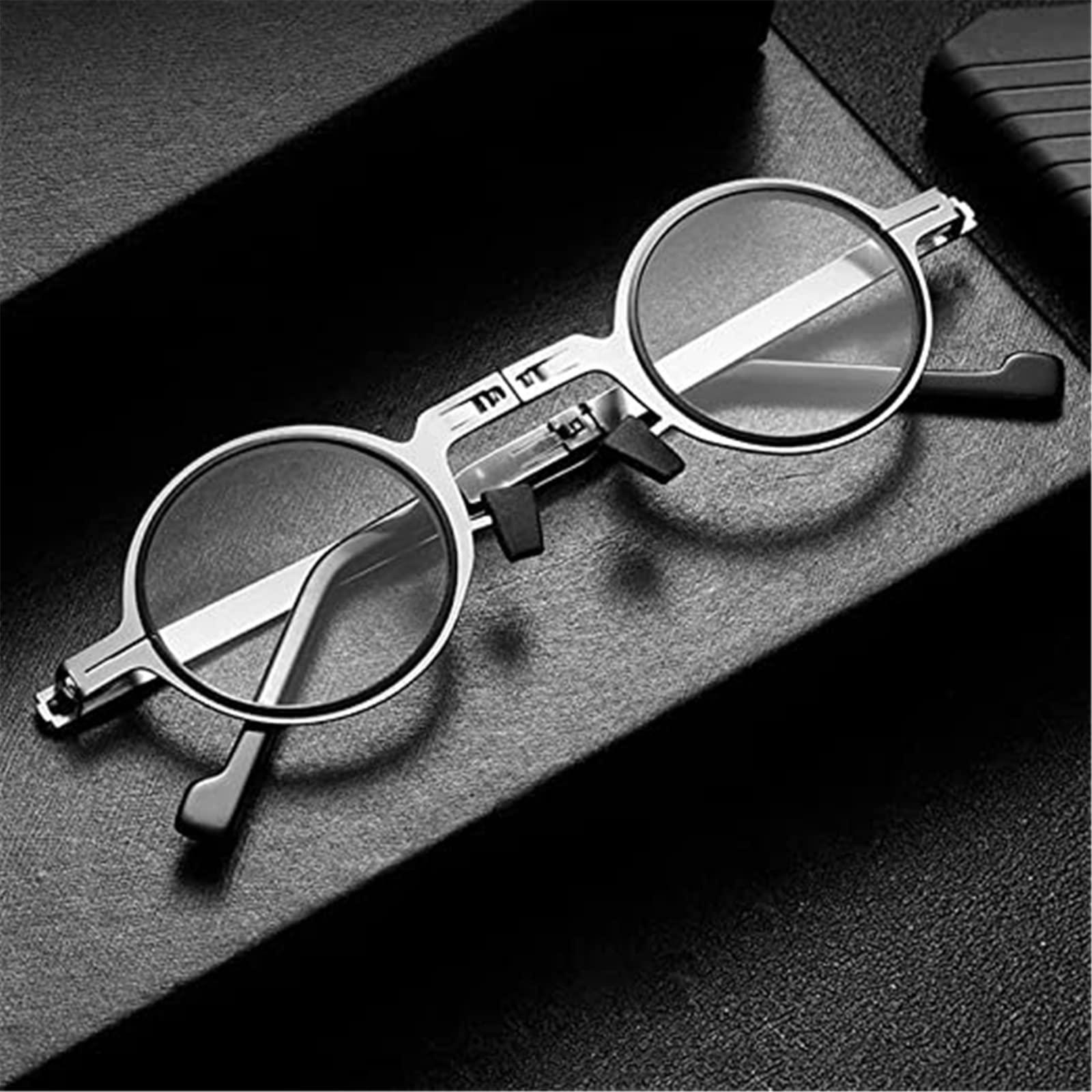 Assote Assote Ultra Light Titanium Material Screwless Foldable Reading Glasses, Anti-Blue Light Folding Reading Glasses (2pcs Round,+2.5)