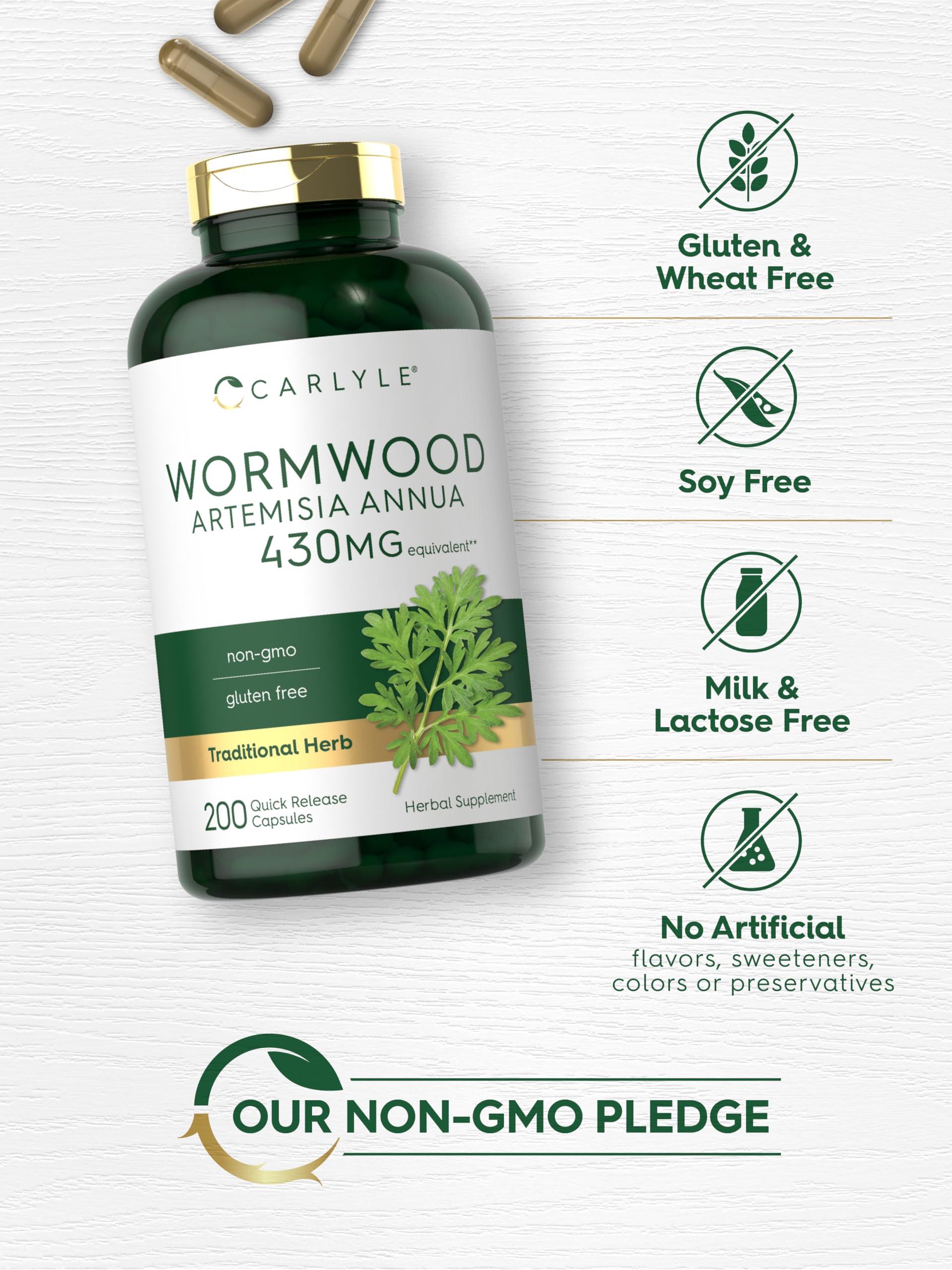 Carlyle Carlyle Wormwood Capsules 430mg | Artemisia Annua Herb | 200 Count | Non-GMO & Gluten Free Supplement