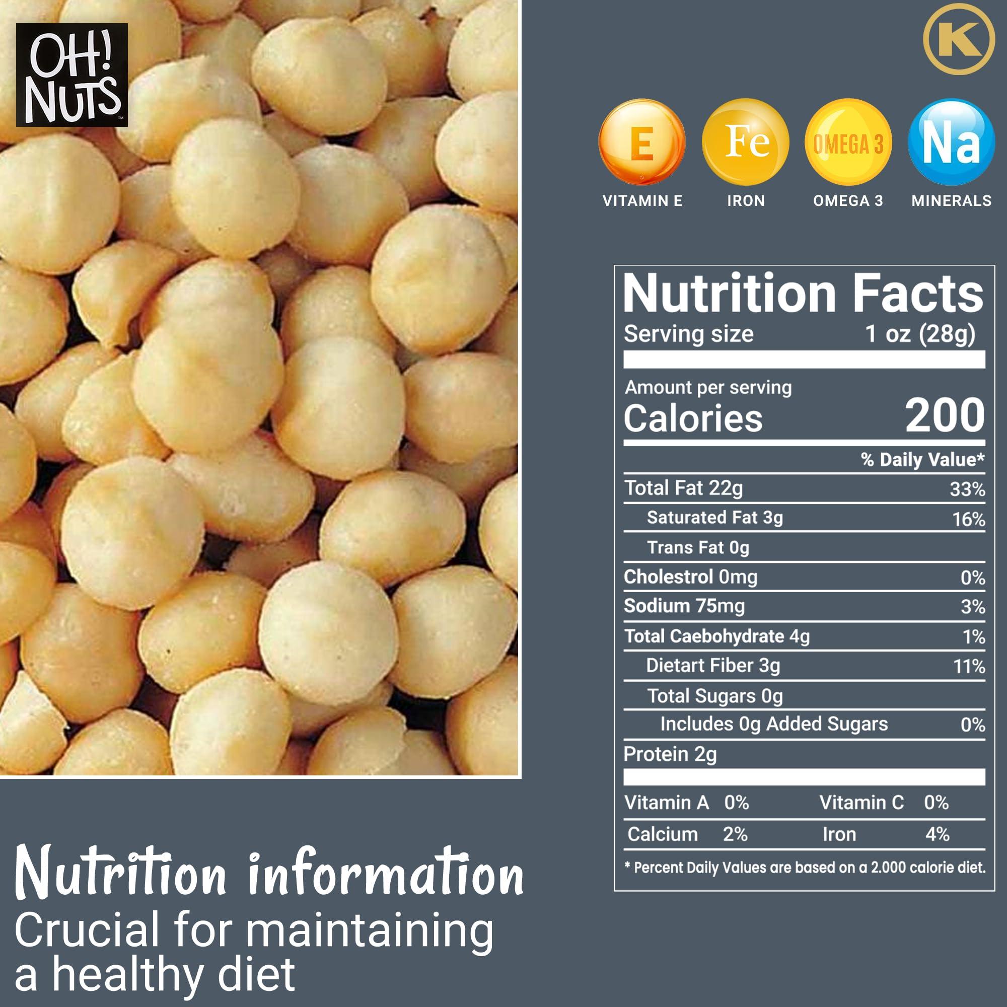 Oh! Nuts Macadamia Nuts | 1 lb | Roasted Salted Macadamia Nuts | Packed in New York Zip-Seal Bag for Exceptional Freshness by Oh Nuts