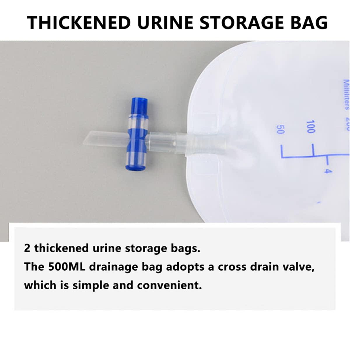 XUIAQZW Male Urine Collector, Wearable Urine Collection Bag for Men, Men\'s Portable External Catheter Device with Two 500ml Urine Bag Reusable (L)