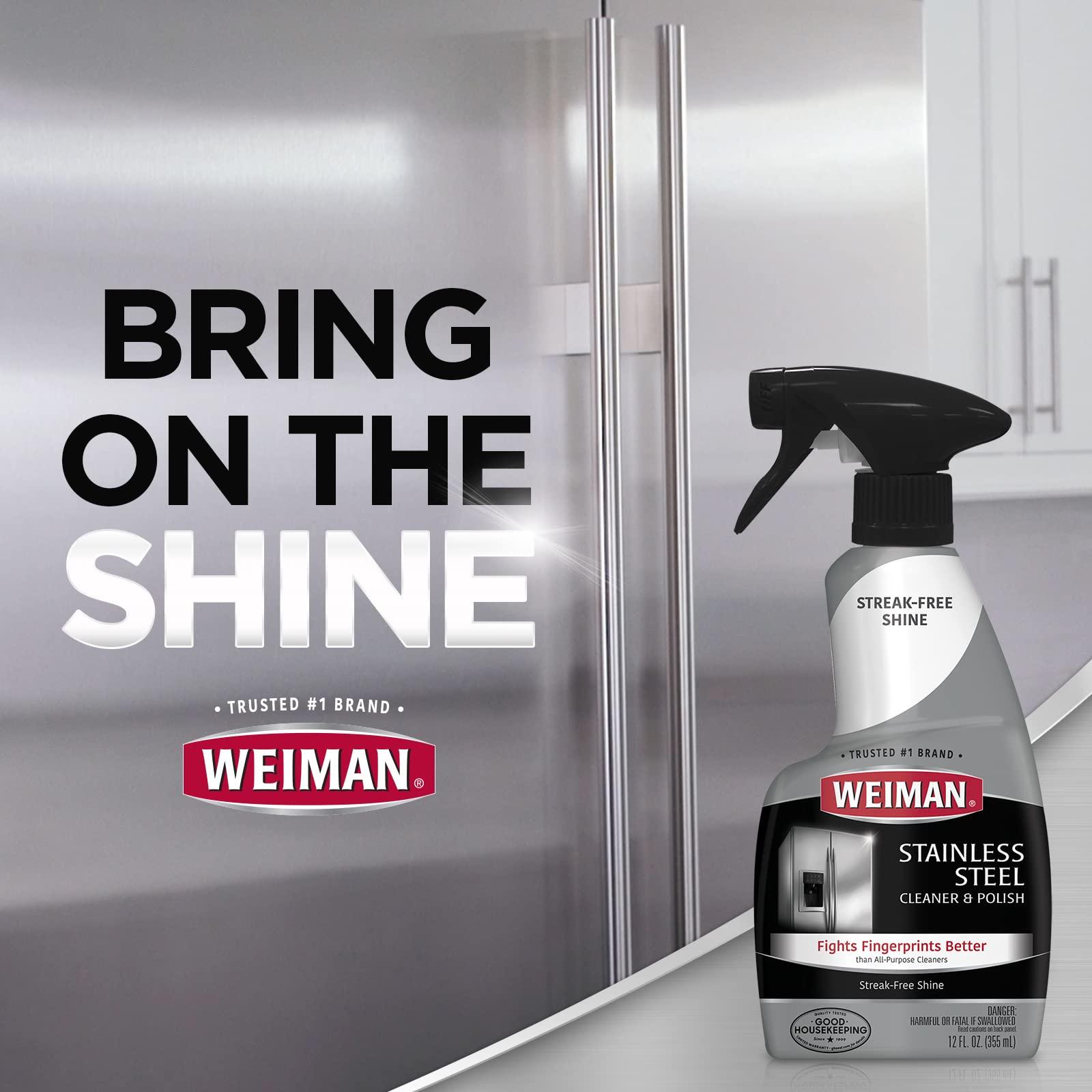 Weiman Weiman Stainless Steel Cleaner and Polish - 2 Pack Bundle With Microfiber Cloth - Protects Appliances from Fingerprints and Leaves a Streak-Free Shine for Refrigerator Dishwasher Oven Grill etc