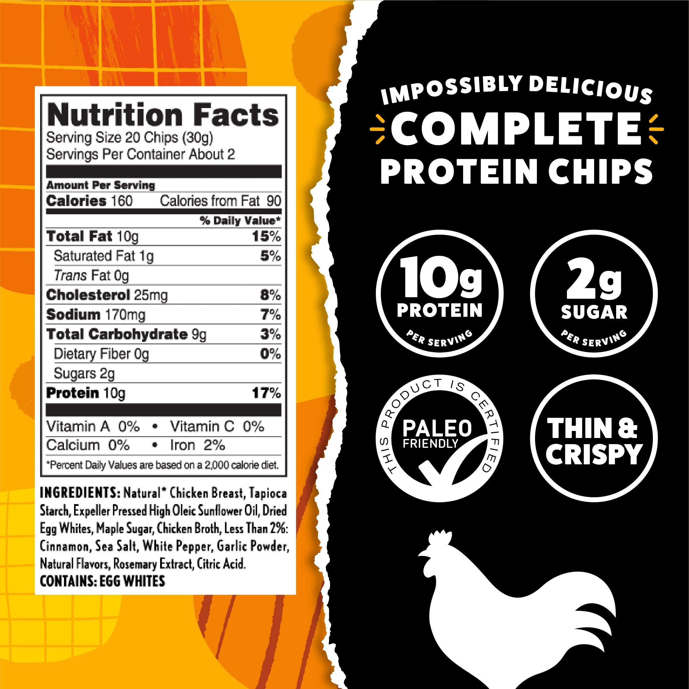 Wilde Chips WILDE Chicken & Waffles Protein Chips, Thin and Crispy, High Protein, Keto, Made with Real Ingredients, 2.25oz Bags (Pack of 8)