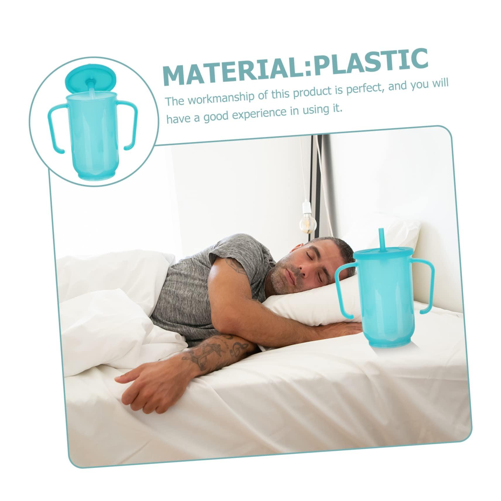 Healeved Healeved Anti- Water Cup Double Handle Mug Convalescent Feeding Cup No Spill Cups for Elderly Cups with Lids and Straws Elderly Cup Bedridden Tumbler Double Handle Cups Blue Plastic
