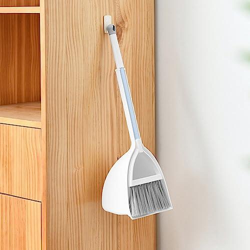 Ipetboom Dustpan Brush Set Mini Broom with Dustpan Little Housekeeping Helper Handle Upright Dustpan Floor Sweeping Tool for Home Office Shop Kitchen