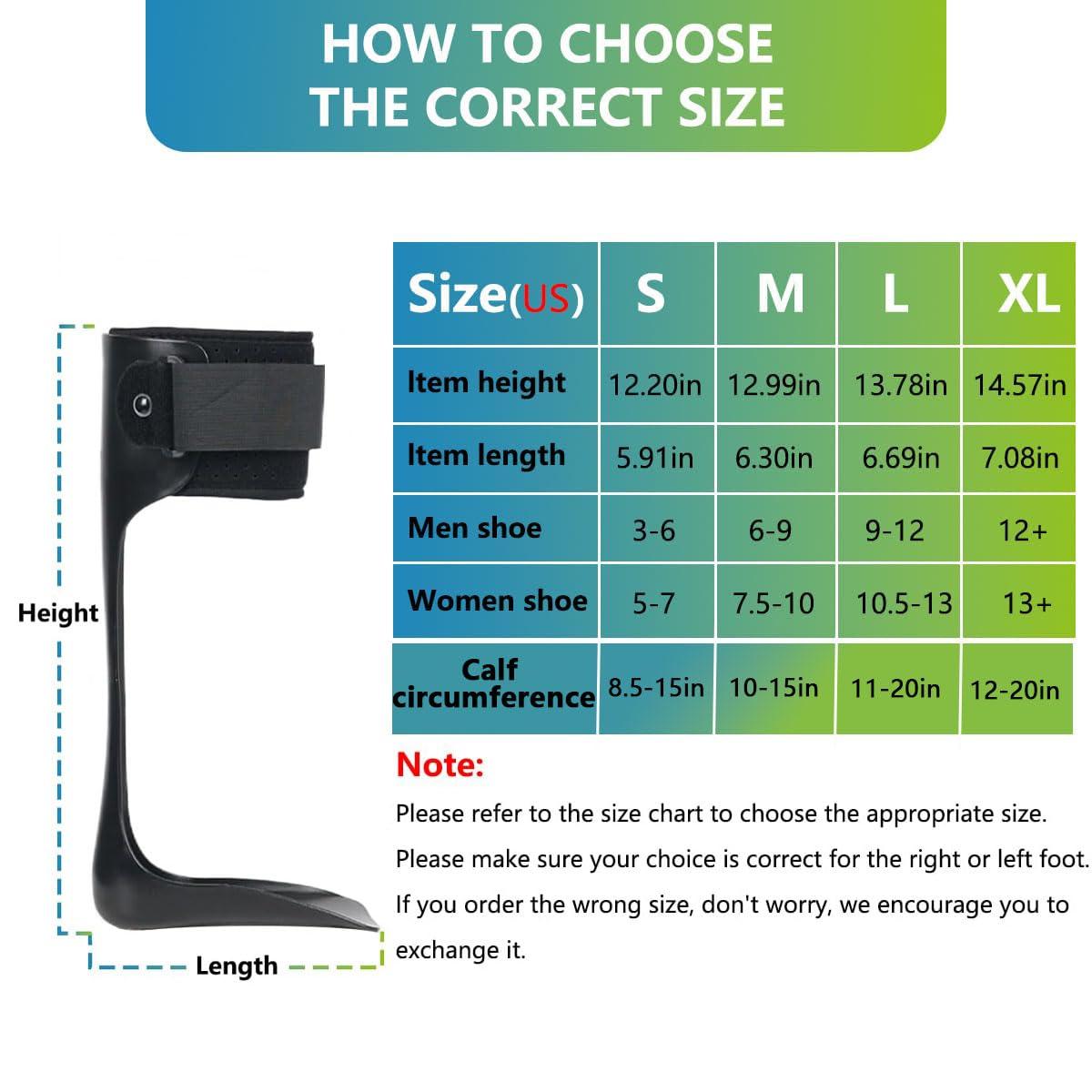 Komzer Komzer AFO Drop Foot Brace, Medical Ankle Foot Orthosis, Lightweight Foot Support Stabilizer, Drop Foot Postural Correction Brace for Men and Women (XL-Right)