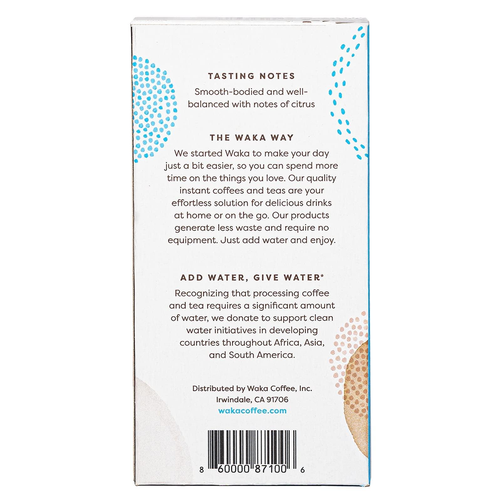 Waka Coffee Waka Instant Coffee, Medium Roast - 100% Arabica Colombian Beans, Freeze Dried Granules, No Additives - Single Serve Packets for Quick Hot and Iced Coffees (8 Individual Coffee Packets)