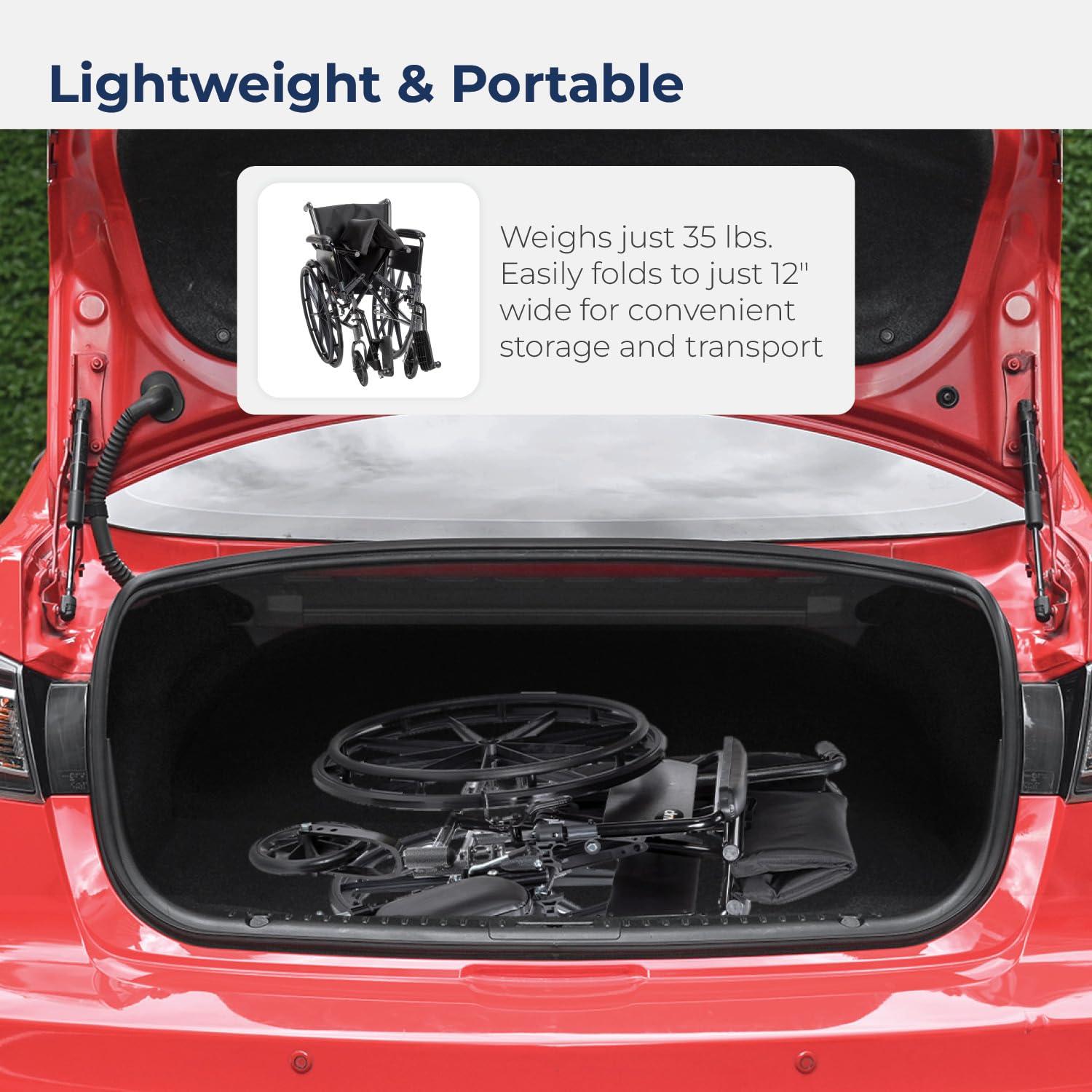 Drive Medical Drive Medical Cruiser III Light Weight Wheelchair with Flip Back Removable Arms, Full Arms, Swing away Footrests, 16\'\' Seat