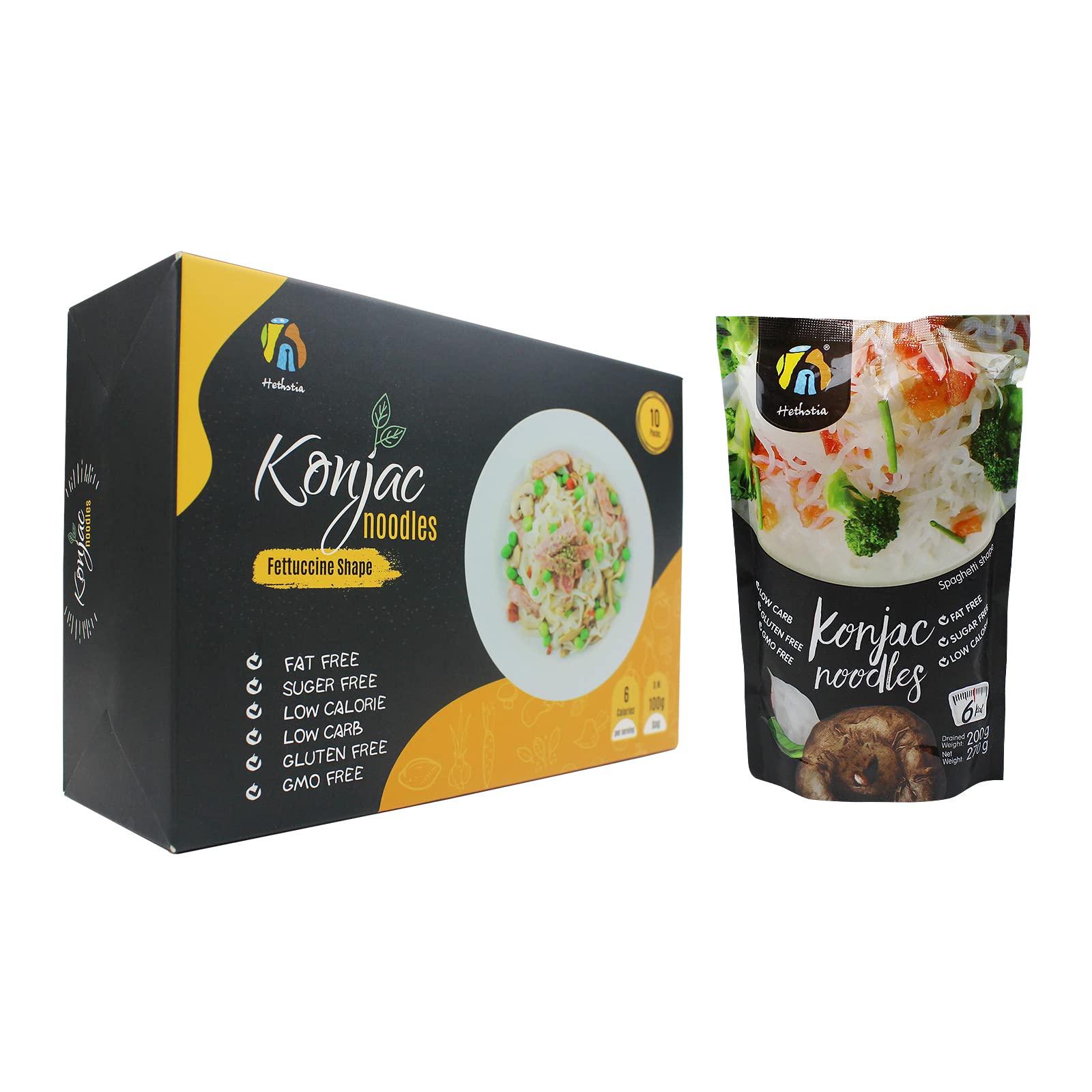 Hethstia Hethstia 16 Packs Shirataki Noodle Keto Fettuccine Pasta and Konjac Noodle Diet Spaghetti Paleo-Friendly, Sugar Free, Gluten-Free, Low Calorie and Vegan