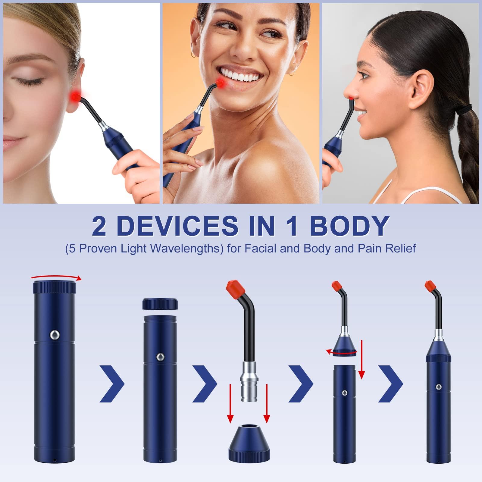 Gerylove Red Light Therapy Device Rechargeable Infrared Light Wand for Body Pain Relief for Women Men Elders Dogs on Lips Mouth Nose Ear Hands Feet Knee Ankle Joint Muscle,Sliver