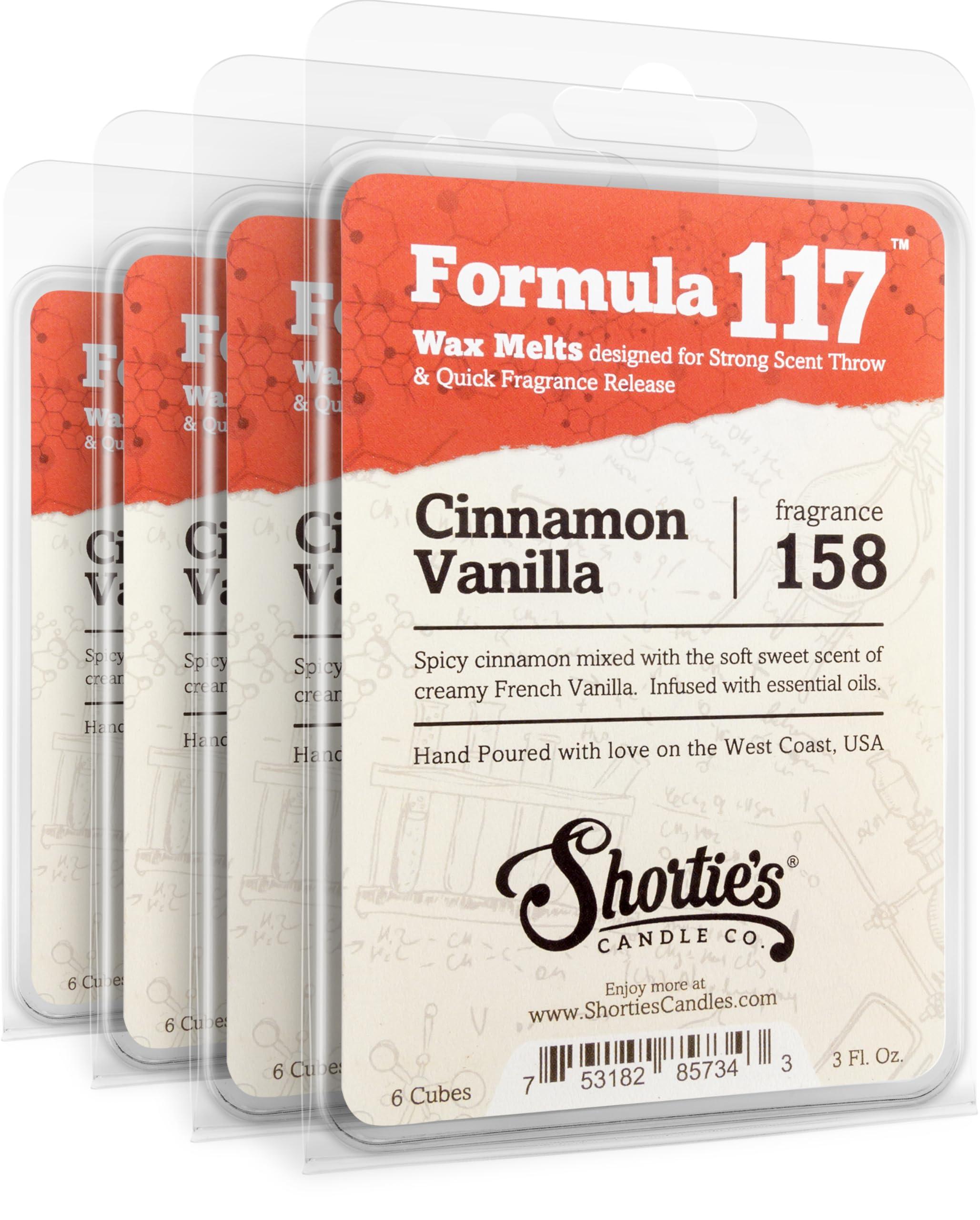 Shortie's Candle Company Shortie\'s Candle Company Cinnamon Vanilla Wax Melts Bulk Pack - Formula 117-4 Highly Scented 3 Oz. Bars (12 Oz. Total) - Made with Natural Oils - Bakery & Food Air Freshener Cubes Collection