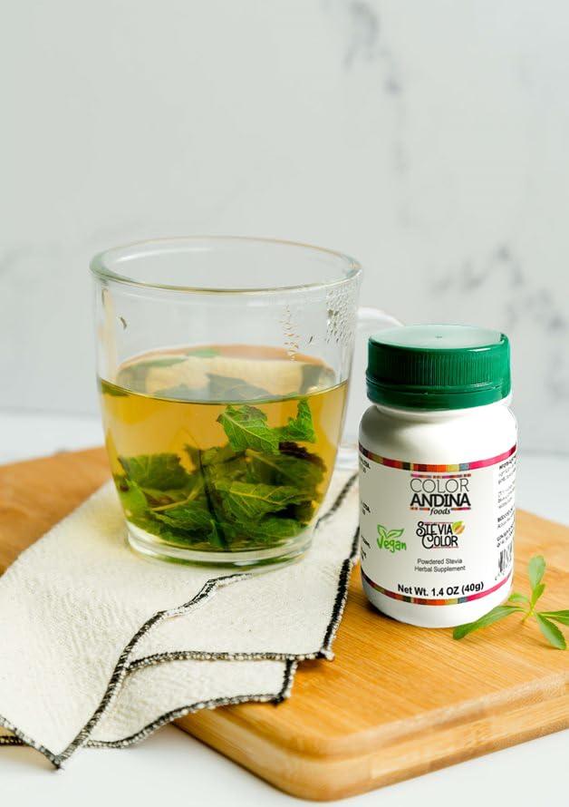 COLOR ANDINA FOOD COLOR ANDINA | Stevia Powder 100% Pure & Natural | No Aftertaste - Stevia Green Leaf Extract, Zero Calorie Stevia, No Artificial Sweetener | 800 servings | 1.4 OZ