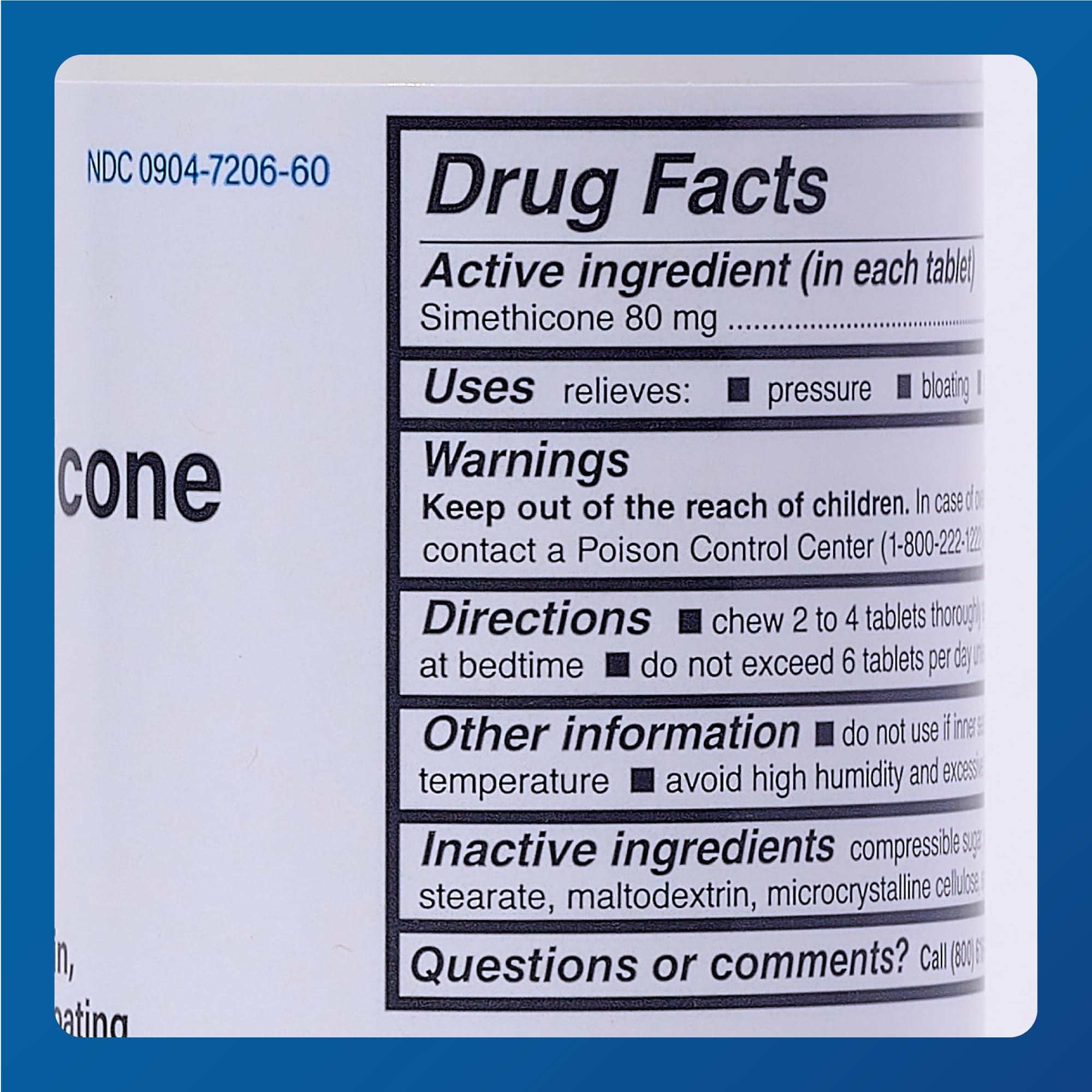 MAJOR MAJOR Simethicone Gas Relief 80 mg - Anti Flatulence, Bloating and Gas Pressure Aid - 100 Chewable Tablets