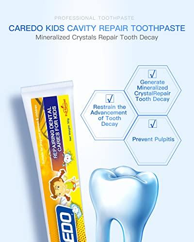 CAREDO Kids Hydroxyapatite Toothpaste for Reversing Cavities, Fluoride-Free Home Cavity Repair, Safe Toddler & Baby Toothpaste for Enamel Repair, Tooth Decay Repair Remineralizing Treatment Fruity 1Tube