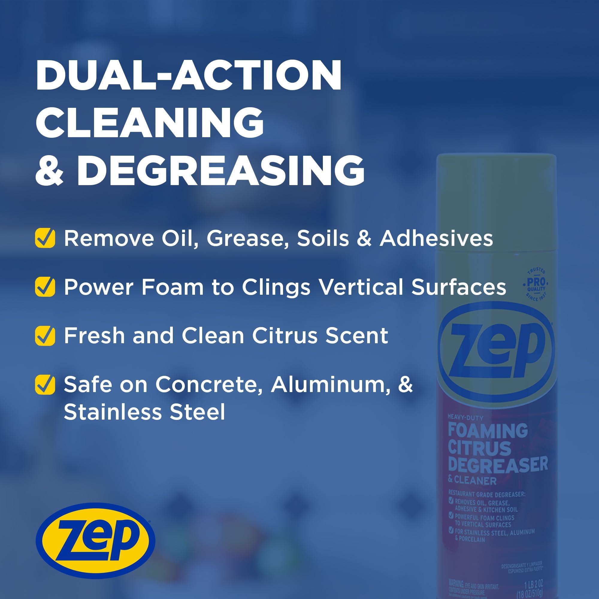 Zep Zep Heavy-Duty Foaming Citrus Degreaser & Cleaner - 18 Oz. (Case of 6) - ZUHFD186 - Pro-Trusted Citrus Formula Cuts Through Grease & Grime with Ease