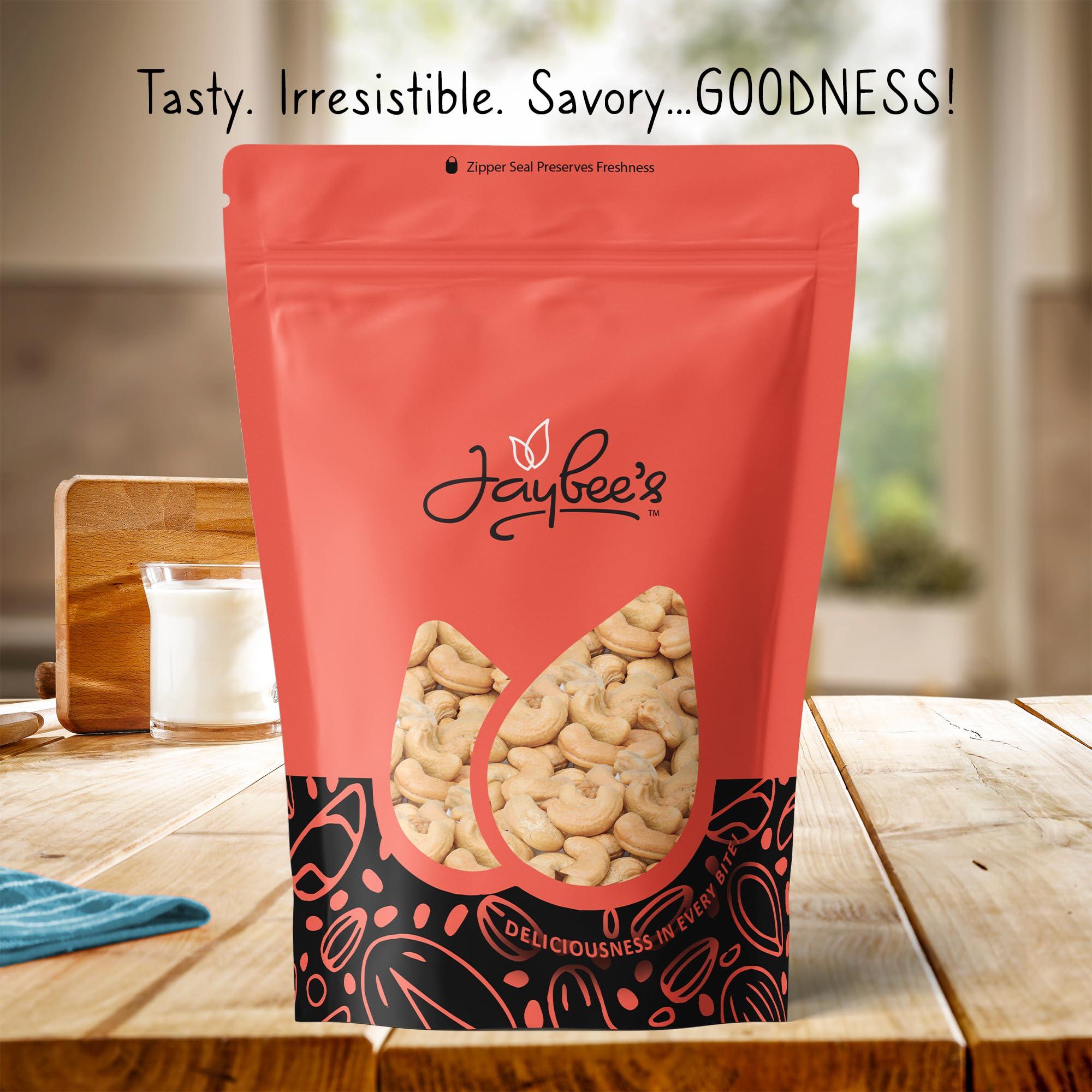 Jaybee\'s Premium Raw Whole Cashew Nuts 5 Pounds | Natural Unsalted Whole Cashew Nuts | Healthy Vegan & Keto Snack, Gluten-Free, Oil-Free | Bulk Resealable Bag for Snacking, Cooking & Baking | Jaybee\'s