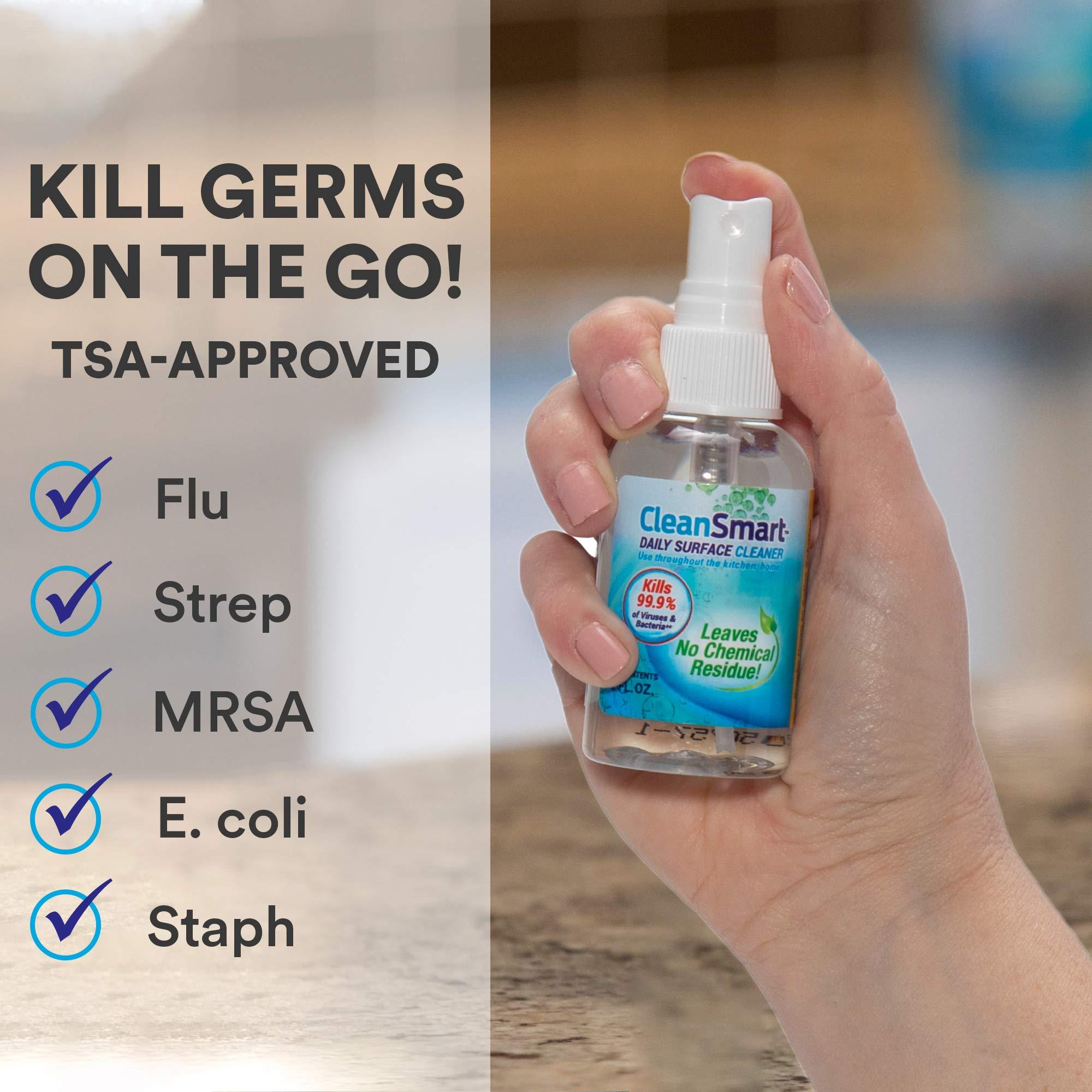 CleanSmart CleanSmart To Go Disinfectant Kills 99.9% of Viruses, TSA-Approved for Safe Travel, 2 oz Bottle (Pack of 3)