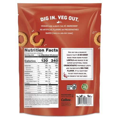 HARVEST SNAPS Harvest Snaps Veggie Chips (Sour Cream and Onion Crunchy Loops) | Powered by Plant Protein, Gluten Free, Non-GMO Baked Vegetable Crisps | Made in USA (12 Snack Packs)