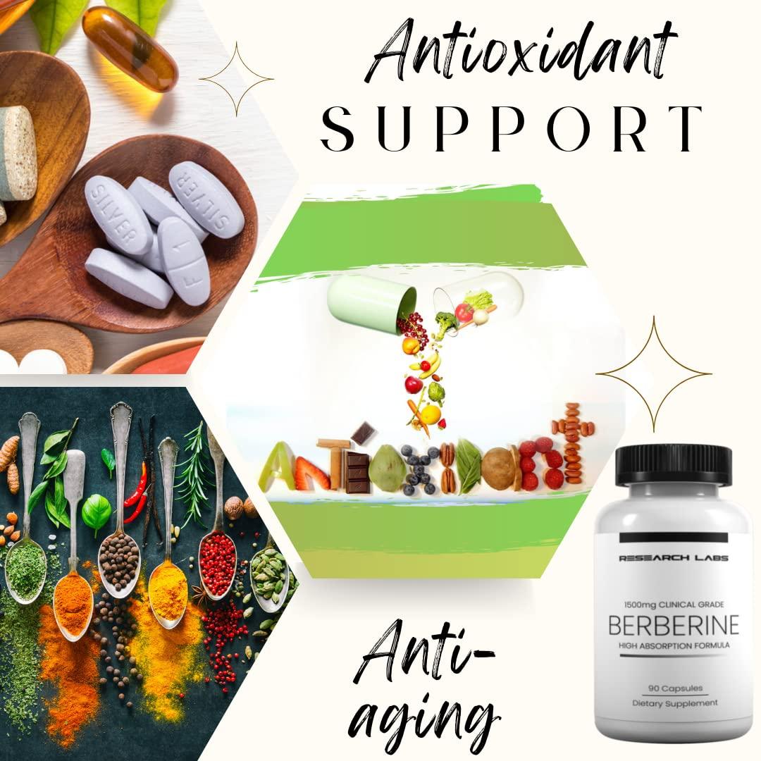 Research Labs Research Labs 1500mg Clinical Grade Berberine High Absorption Formula & BerberQuil™ Support. 90 Total Capsules
