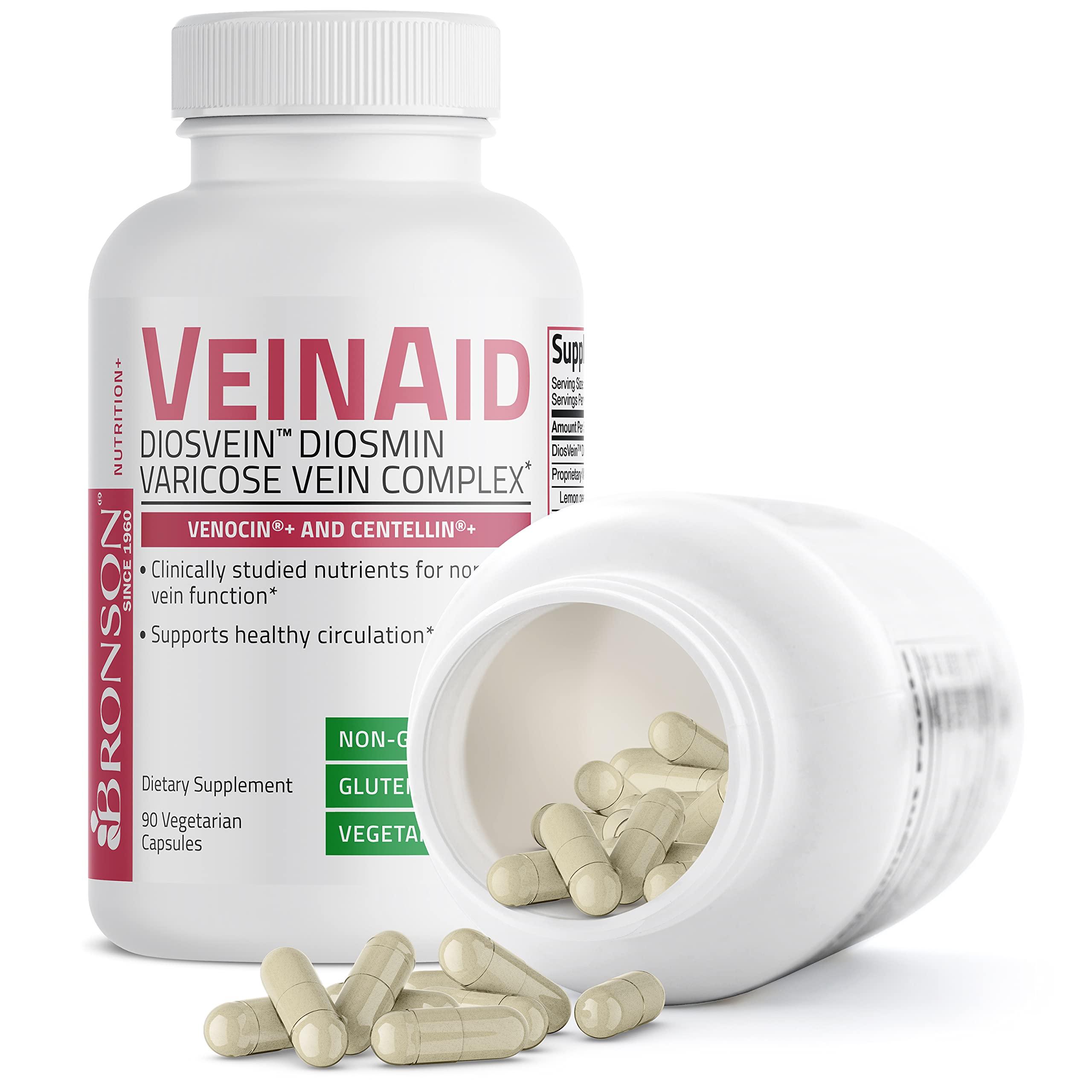 Bronson Bronson VeinAid Diosmin 1000mg DiosVein Varicose Vein Complex with Venocin & Centellin, 90 Vegetarian Capsules