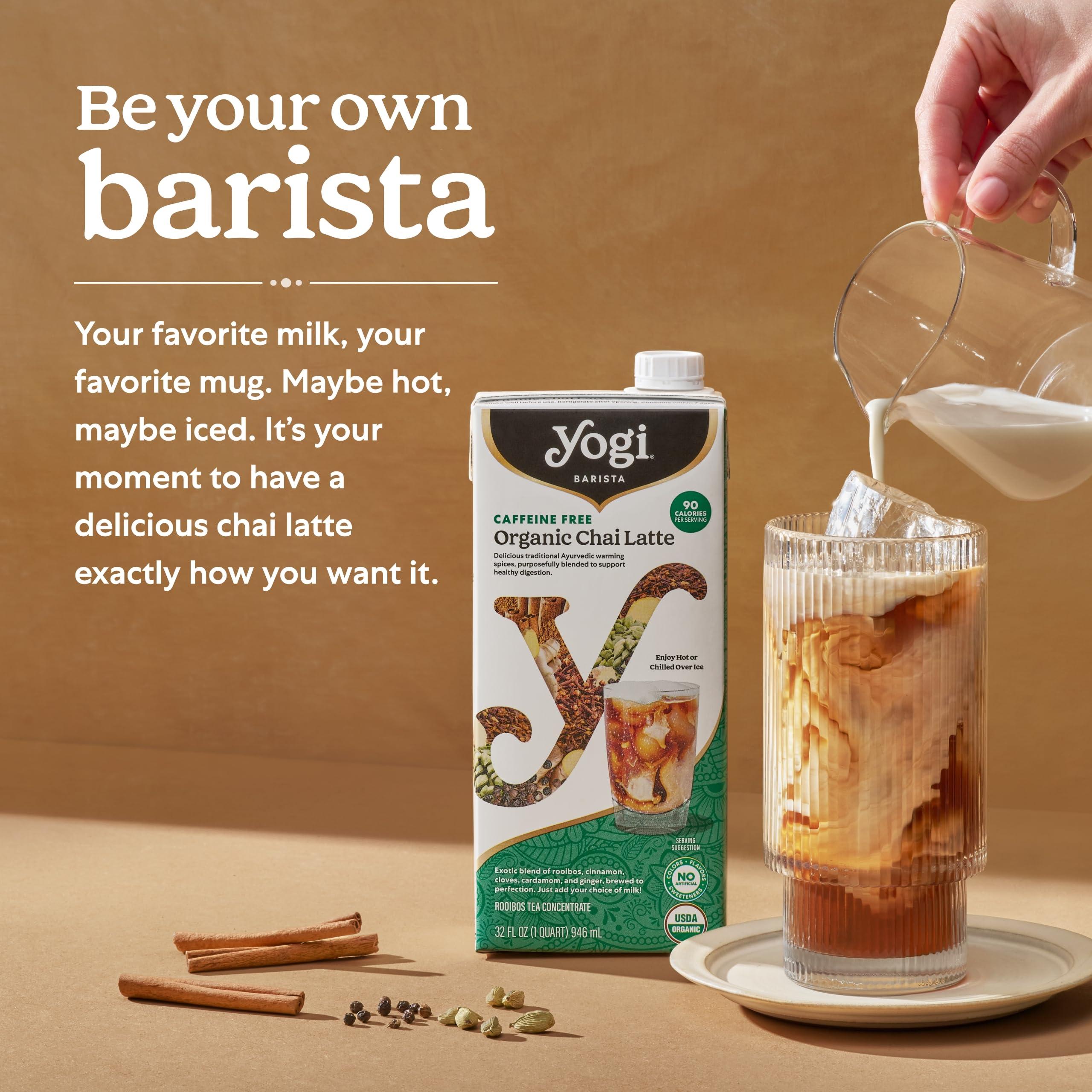 Yogi Yogi Barista Caffeine-Free Organic Chai Latte - 32 Fluid Oz (3 Pack) - Organic Chai Tea Concentrate - Supports Healthy Digestion - Includes Rooibos Tea, Ginger, Cardamom, Cinnamon & More