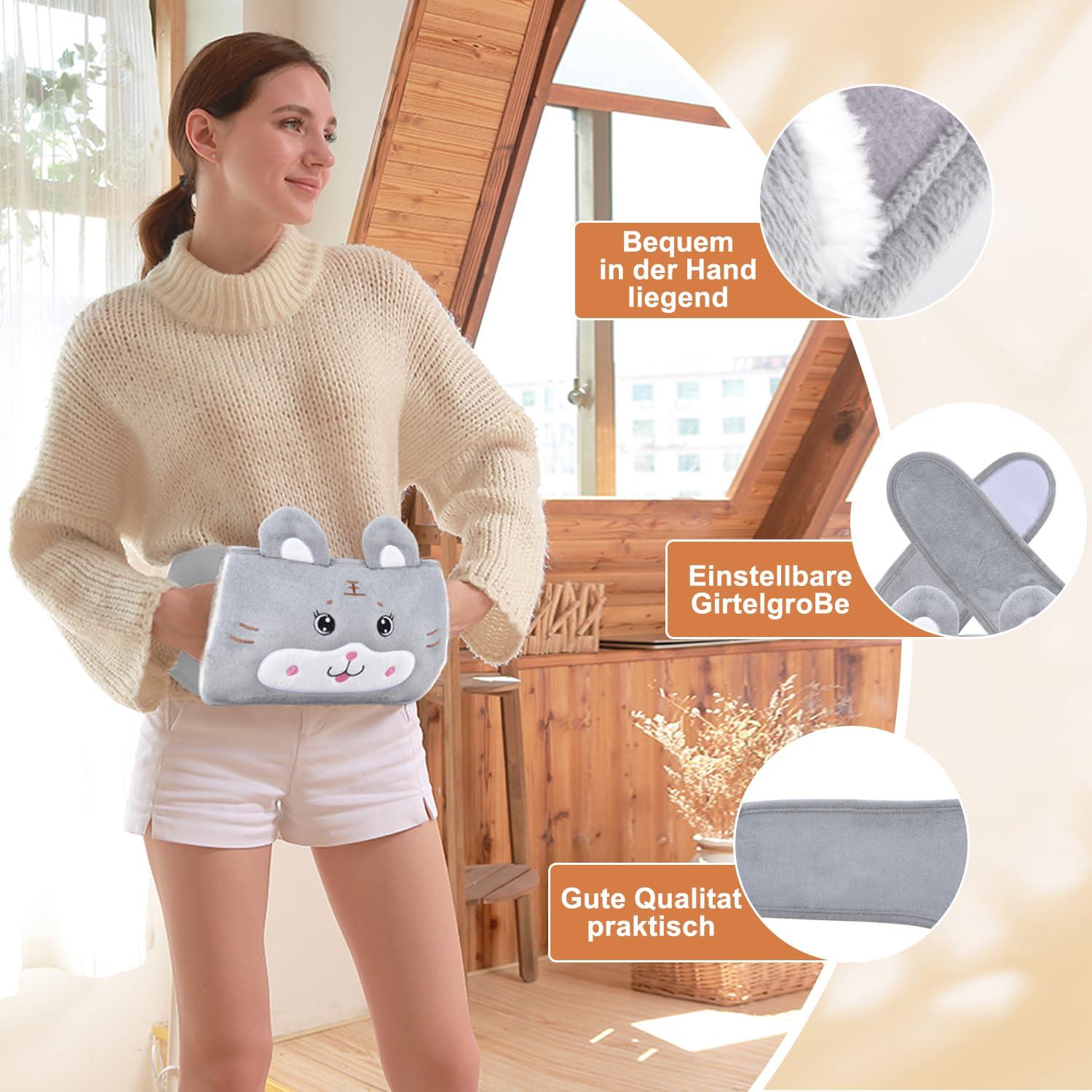 GUDFBALE Hot Water Bottle with Waist Cover,Wrap Around Warm Water Bag Belt Hand Warmer Pocket,Hot Water Bag with Cover for Menstrual Cramps,Pain Relief,Hot and Cold Therapy Grey