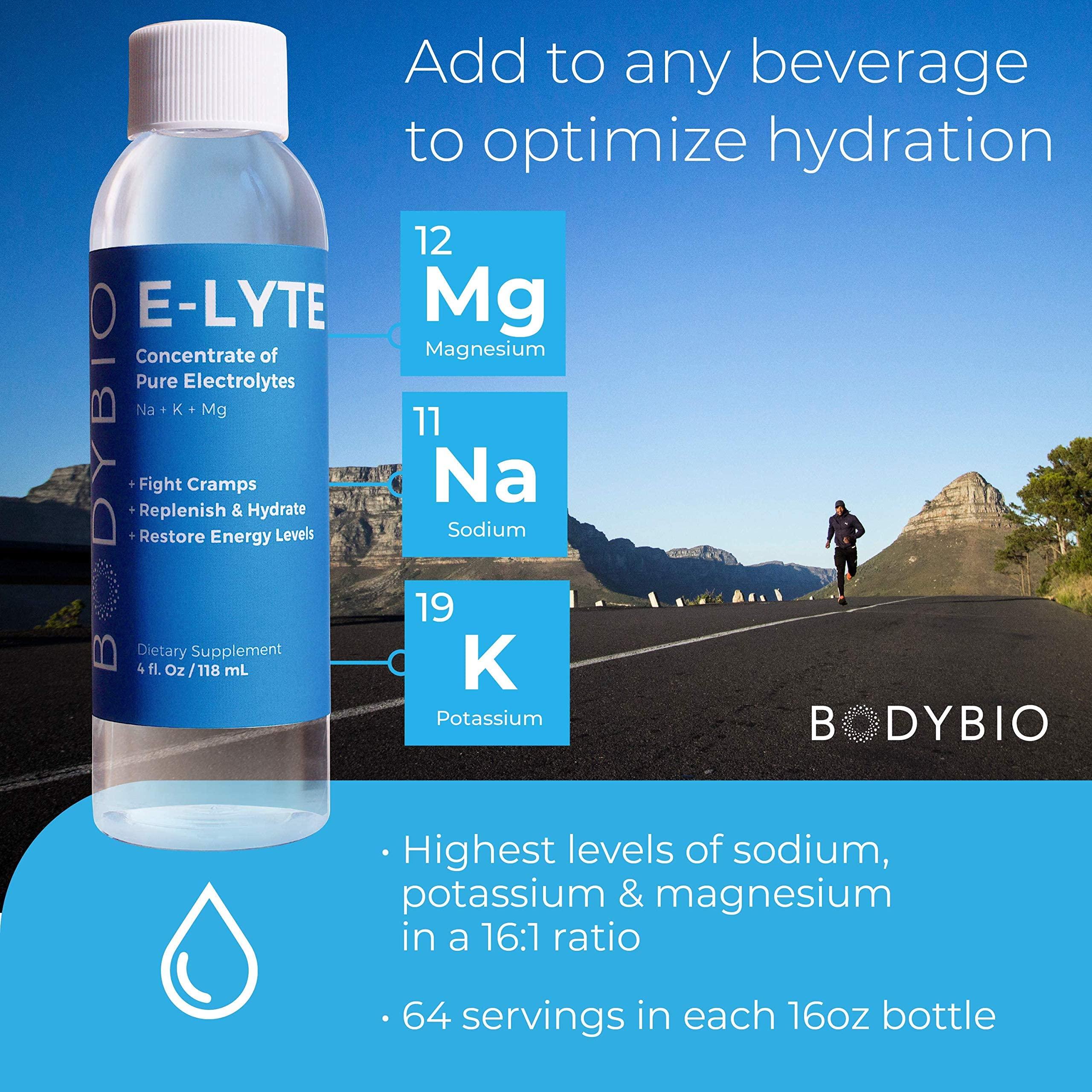 BodyBio BodyBio Electrolytes for Hydration - 4 oz Concentrate | No Sugar | No Calories | Keto Electrolytes | Dehydration Recovery w. Magnesium + Potassium + Sodium | Relieves Cramps | Elyte