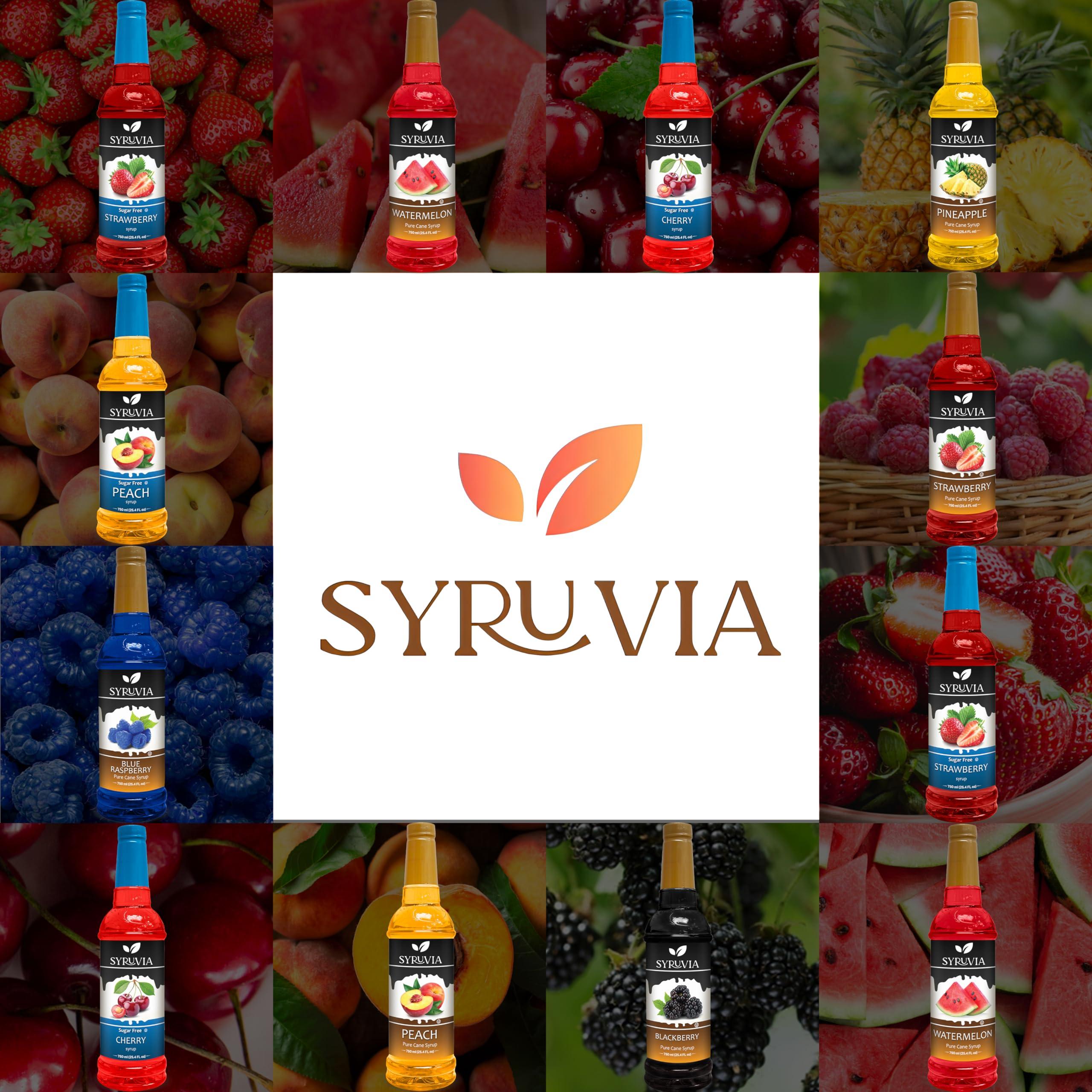 SYRUVIA Syruvia Strawberry Coffee Syrup (25.4 fl oz) - Sweet Strawberry Bliss in a Bottle Kosher, Gluten-Free, Ideal for Elevating Your Culinary and Beverage Adventures
