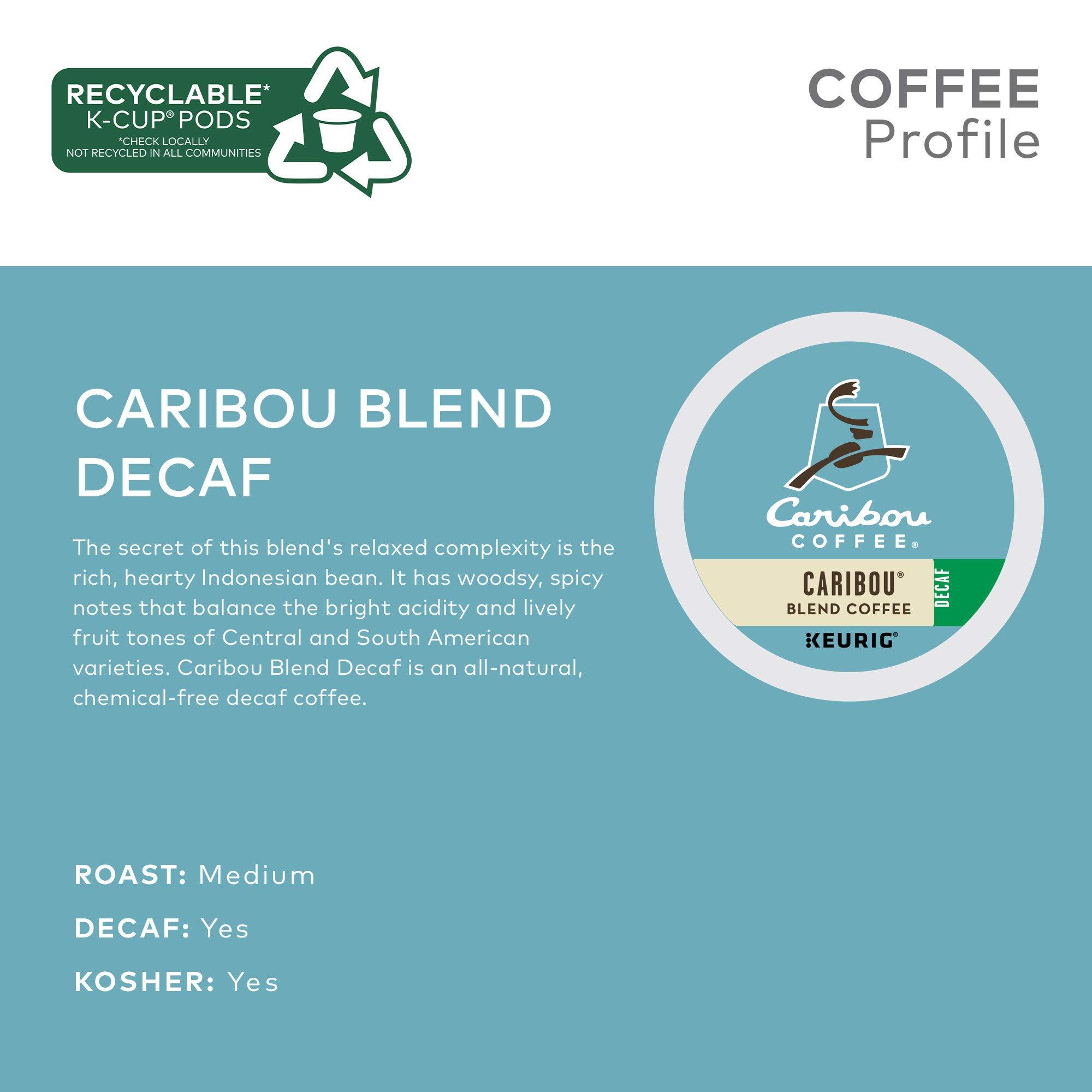 Caribou Coffee Caribou Coffee Caribou Blend Decaf Keurig Single-Serve K-Cup Pods, Medium Roast Coffee, 96 Count (Pack of 4)