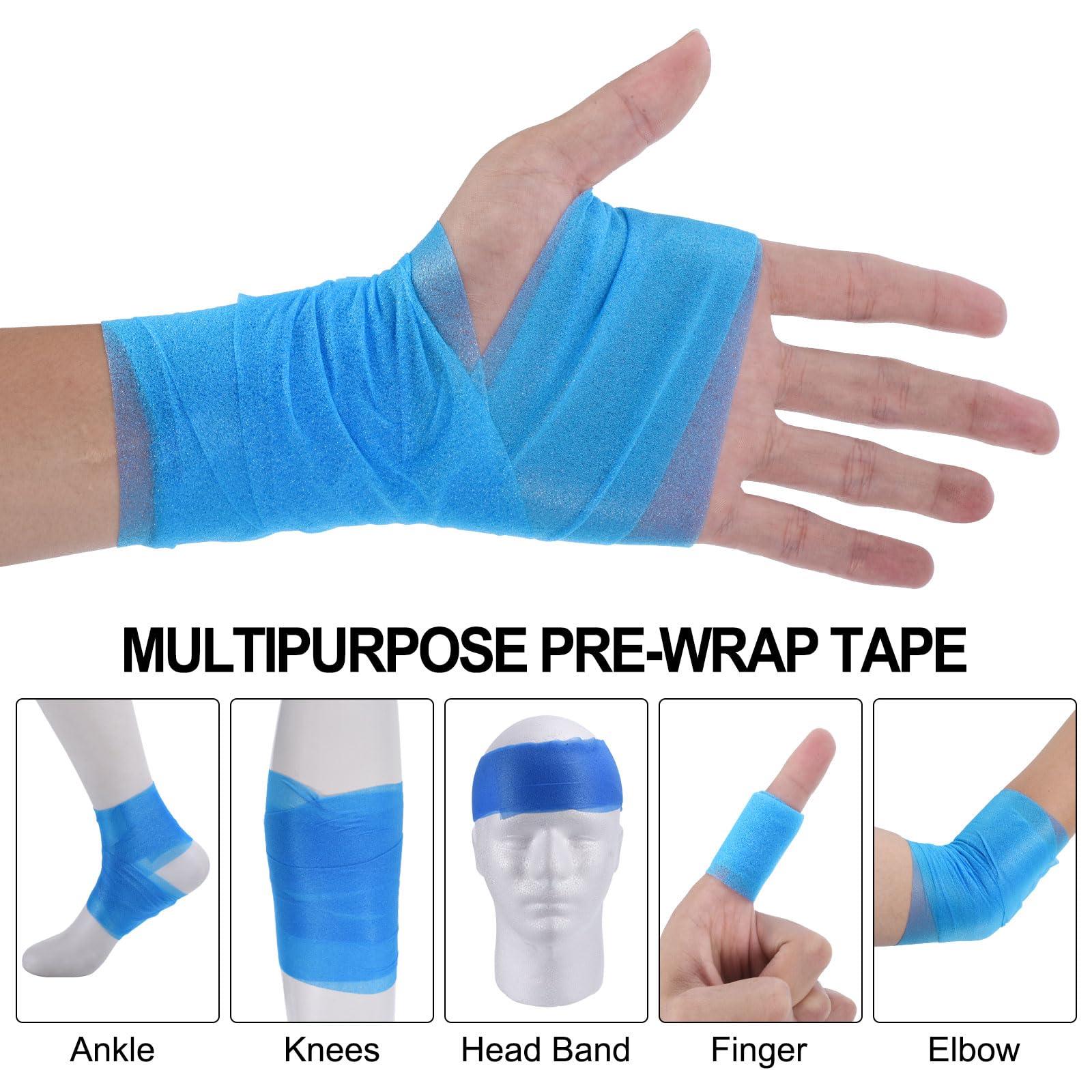 MECCANIXITY MECCANIXITY Pre Wrap Athletic Tape 30 Yards x 2.8 Inch Foam Under Wrap Tape Sports Prewrap Headband for Hair Ankles Wrists Hands Knees, Green 12 Rolls