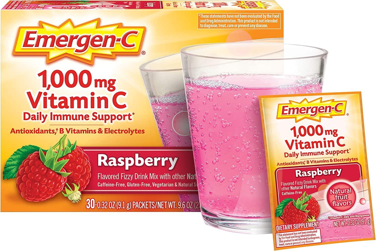 Alacer Alacer Emergen-C Vitamin C Fizzy Drink Mix Raspberry - 1000 Mg - 30 Packets