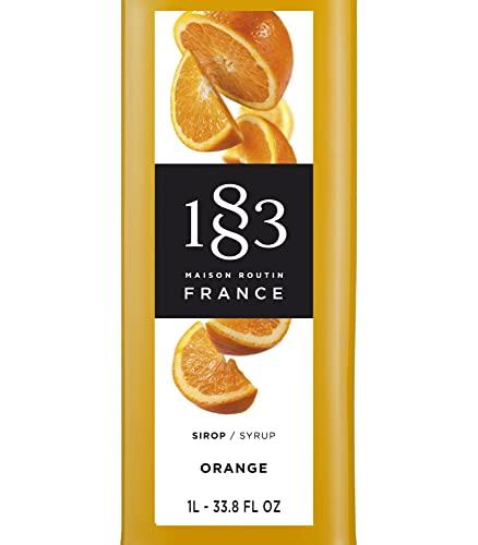 1883 Maison Routin France 1883 Orange Syrup - Flavored Syrup for Hot & Iced Beverages - Gluten-Free, Vegan, Non-GMO, Kosher, Preservative-Free, Made in France | Glass Bottle 1 Liter (33.8 Fl Oz)