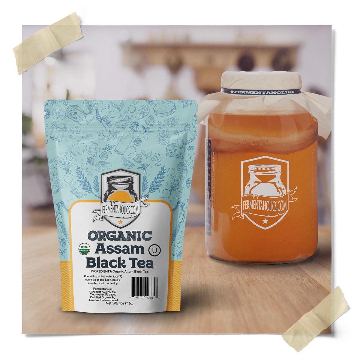 Fermentaholics Fermentaholics USDA Certified Organic Loose-Leaf Assam Black Tea - Perfect For Homebrewing Kombucha, Hot Tea, And Iced Tea - OU Kosher Certified – Premium Taste, Aroma, And Flavor