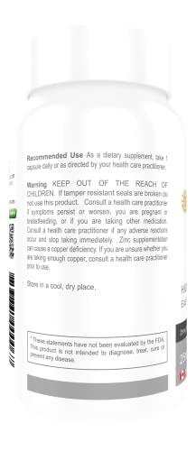 88herbs Zinc Bisglycinate Highest Absorption Non Buffered Premium Grade - 90 Veg Caps 25 mg (Elemental Zinc)