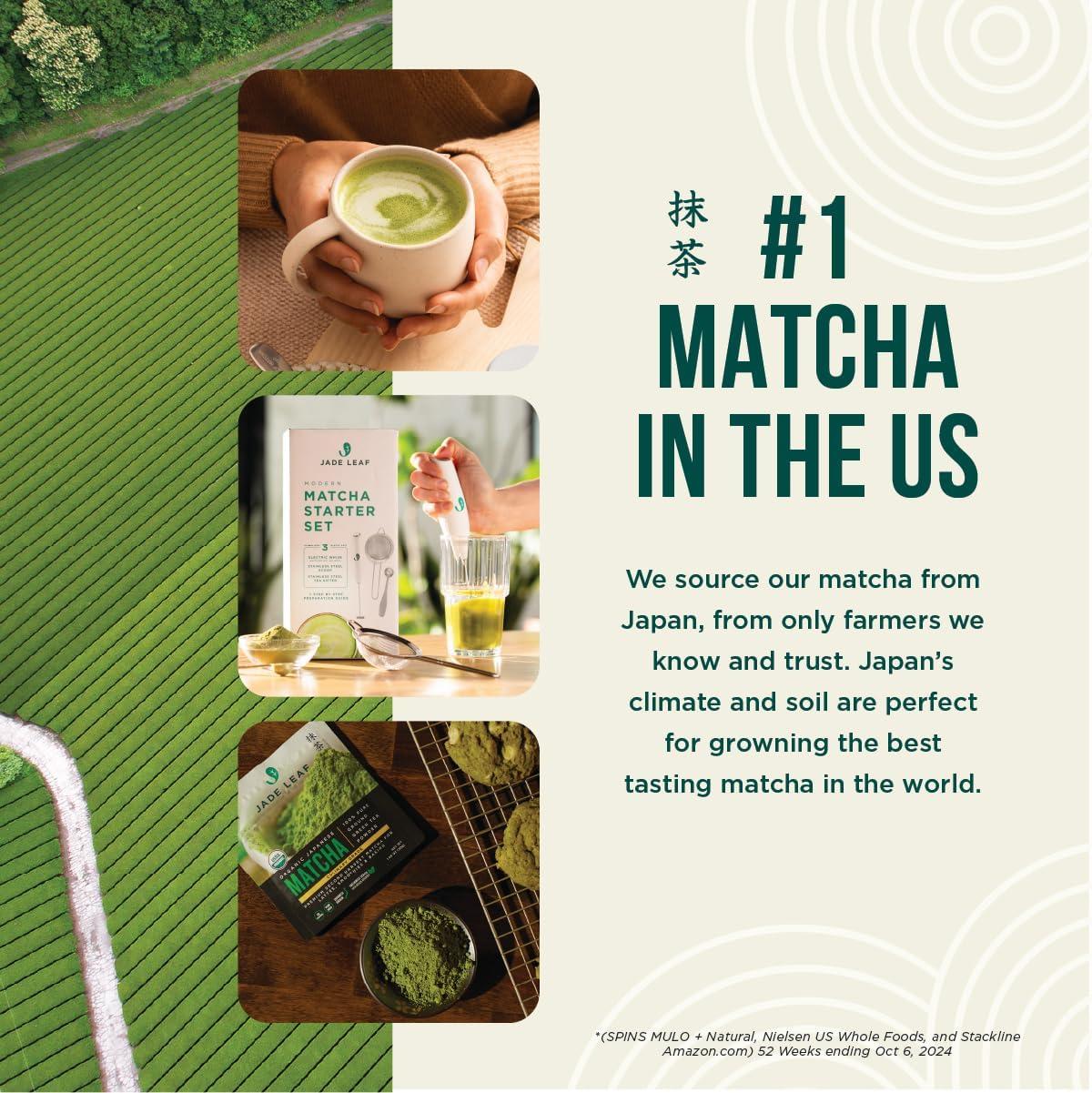 Jade Leaf Matcha Jade Leaf Matcha Organic Ceremonial Grade Matcha Green Tea Powder - Authentic Japanese Origin - Teahouse Edition Premium First Harvest (3.53 Ounce)