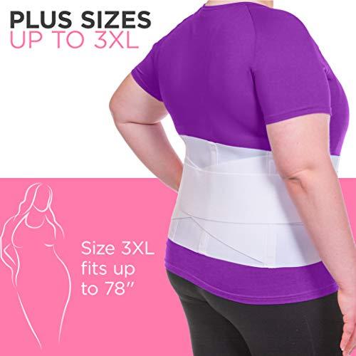 BraceAbility BraceAbility Women's Back Brace for Female Lower Back Pain - Lightweight Soft White Elastic Lumbar Compression Support Belt is Discreet Under Clothes for Ladies, Nurses, Walking (L)