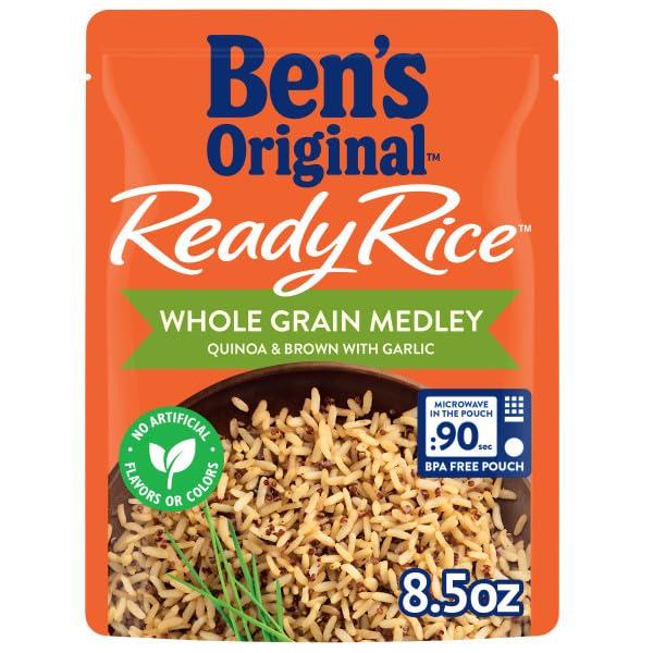BEN'S ORIGINAL BEN'S ORIGINAL Ready Rice Whole Grain Medley Quinoa and Brown Flavored Rice, Easy Dinner Side, 8.5 OZ Pouch (Pack of 12)